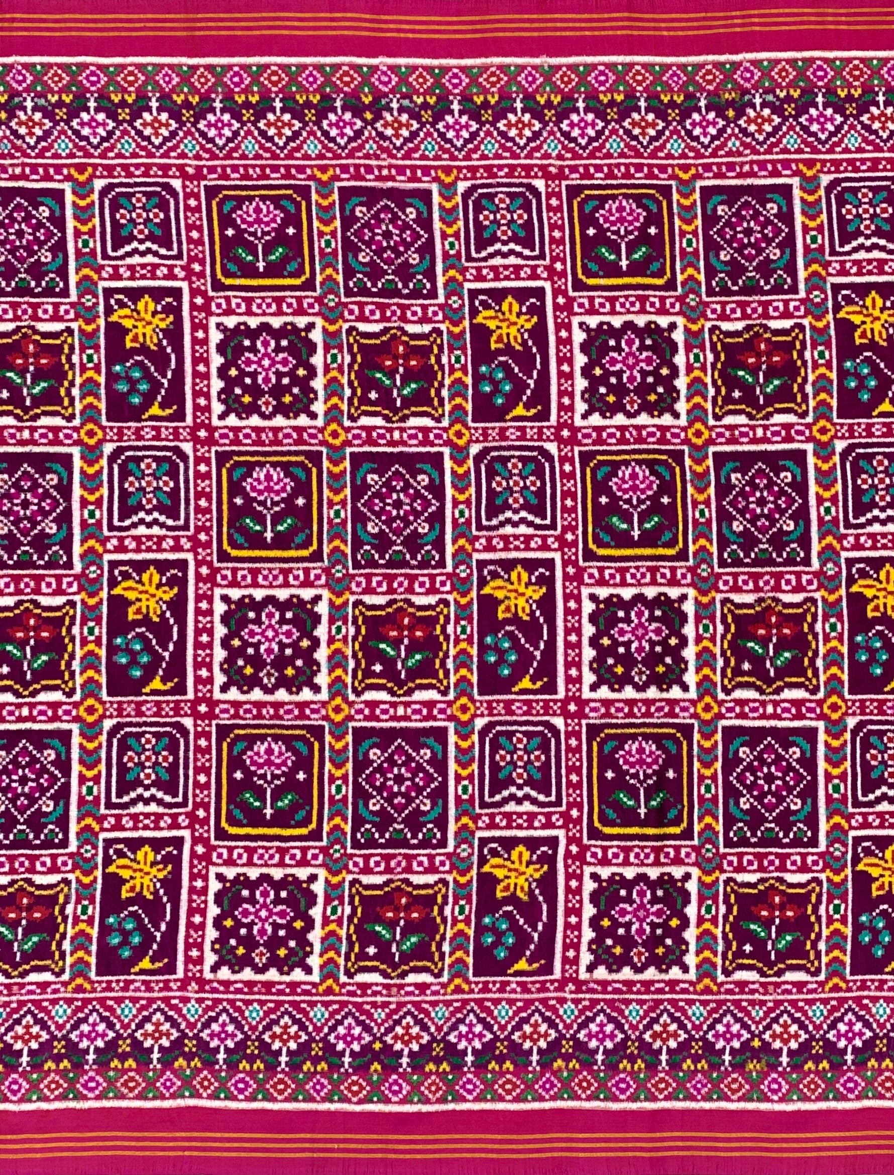 Product Title: Regal Plum & Rani Pink Double Ikat Patan Patola Silk Saree