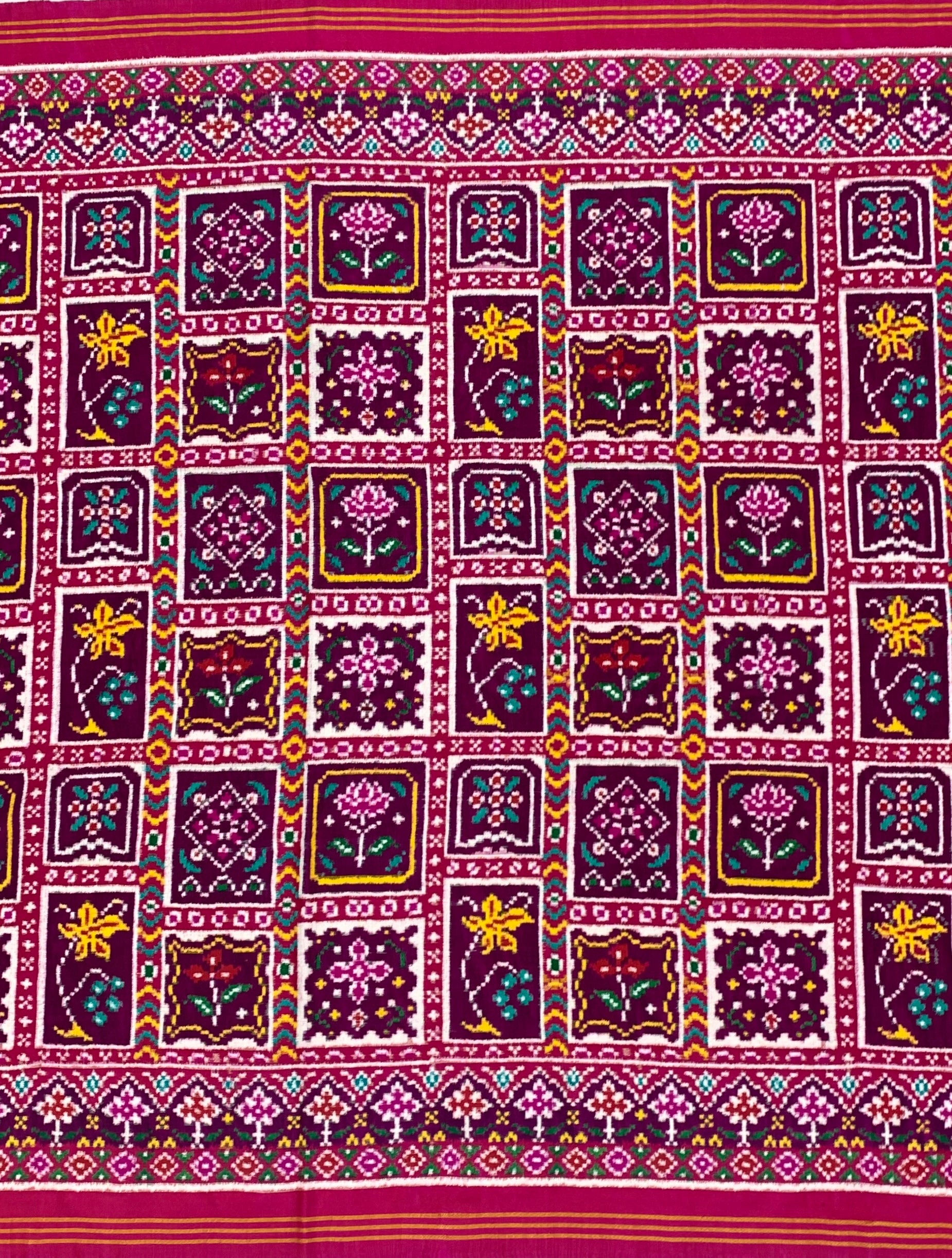 Product Title: Regal Plum & Rani Pink Double Ikat Patan Patola Silk Saree