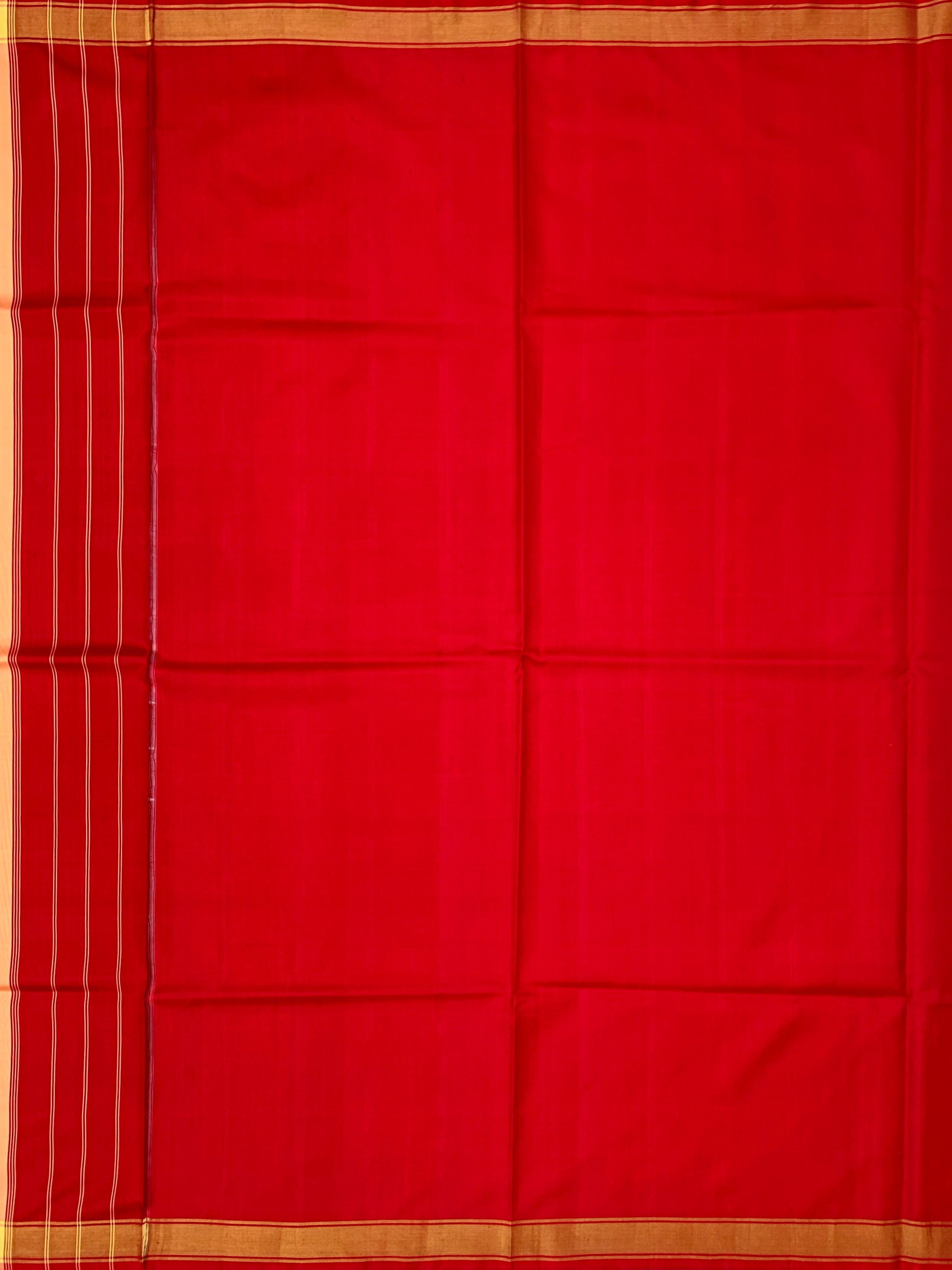 Heirloom Olive Green and Crimson Red Rajkot Patola Silk Saree