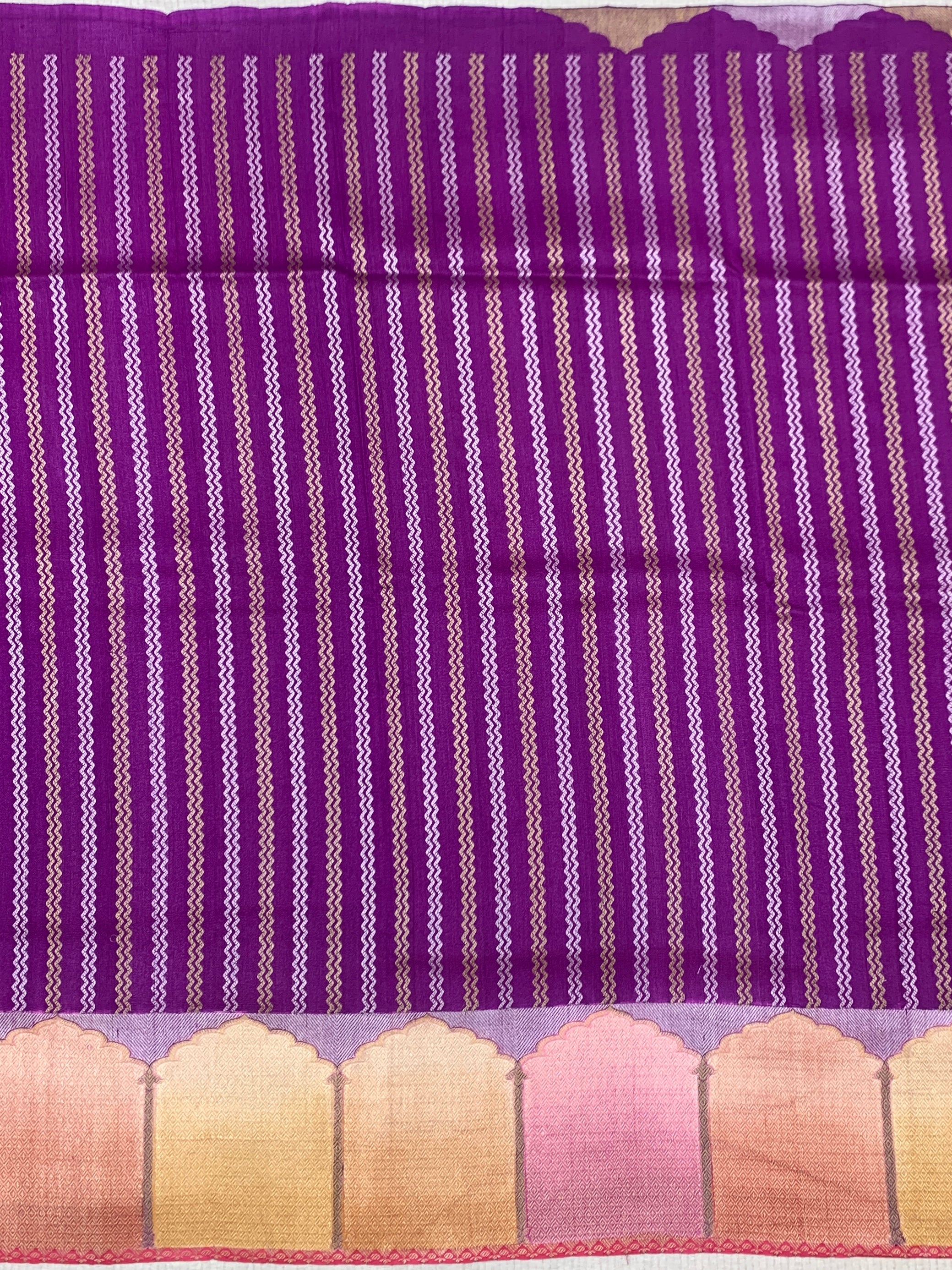 Royal Purple Tussore Georgette Saree with Contrast Red Blouse