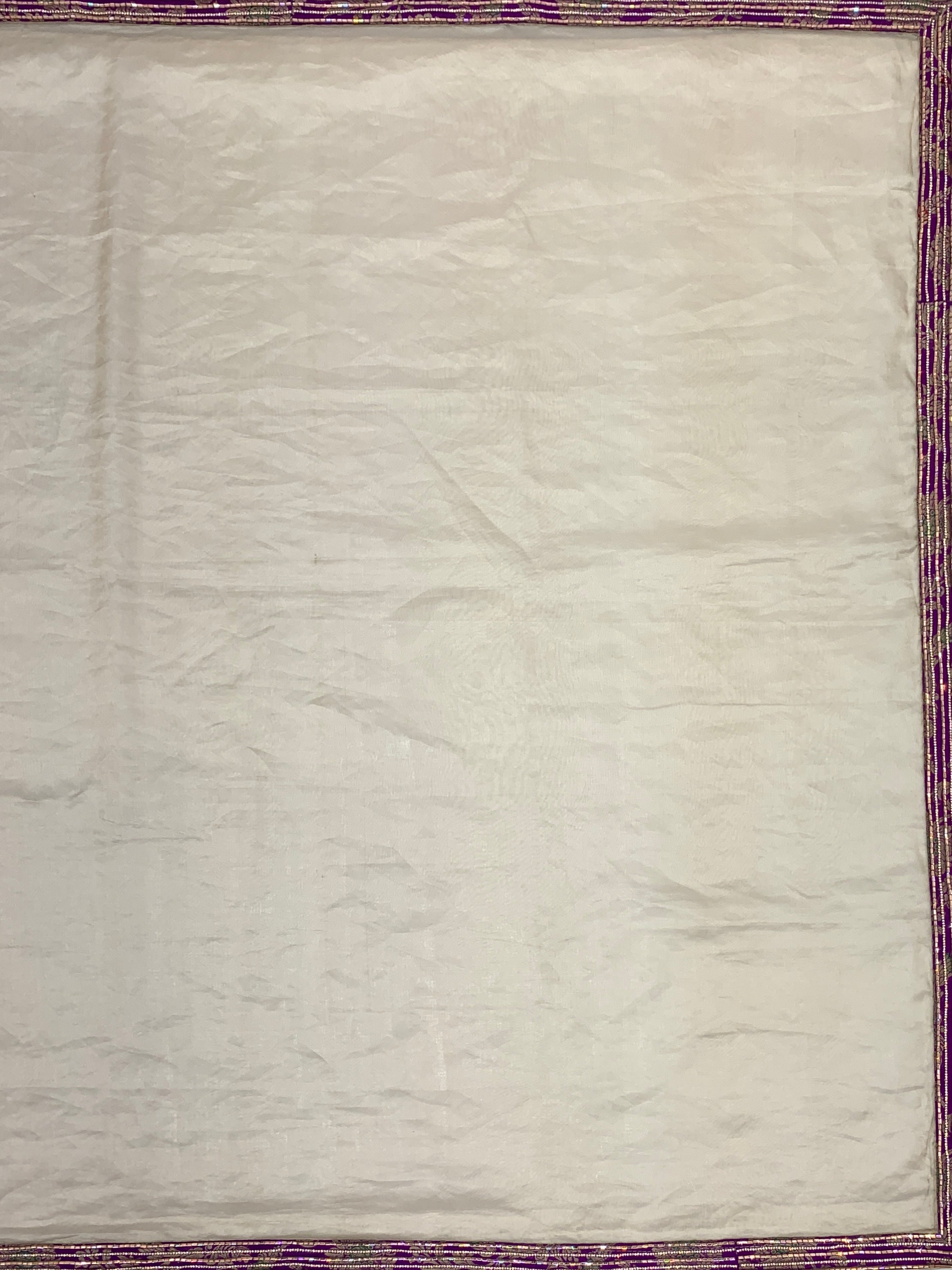 Cream Organza Saree With Readymade Blouse