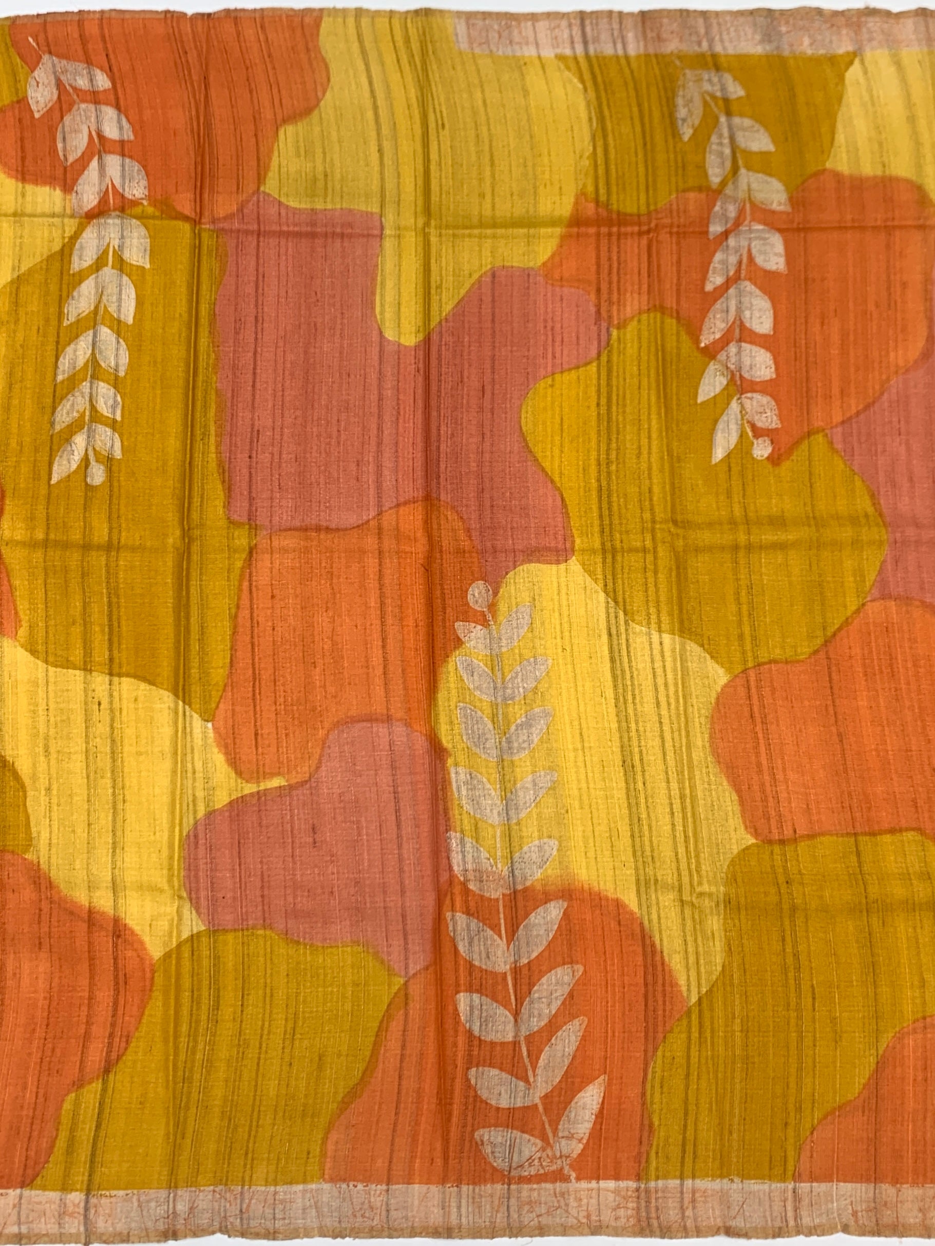 Tropical Sunset: Batik-Inspired Botanical Tussore Printed Saree