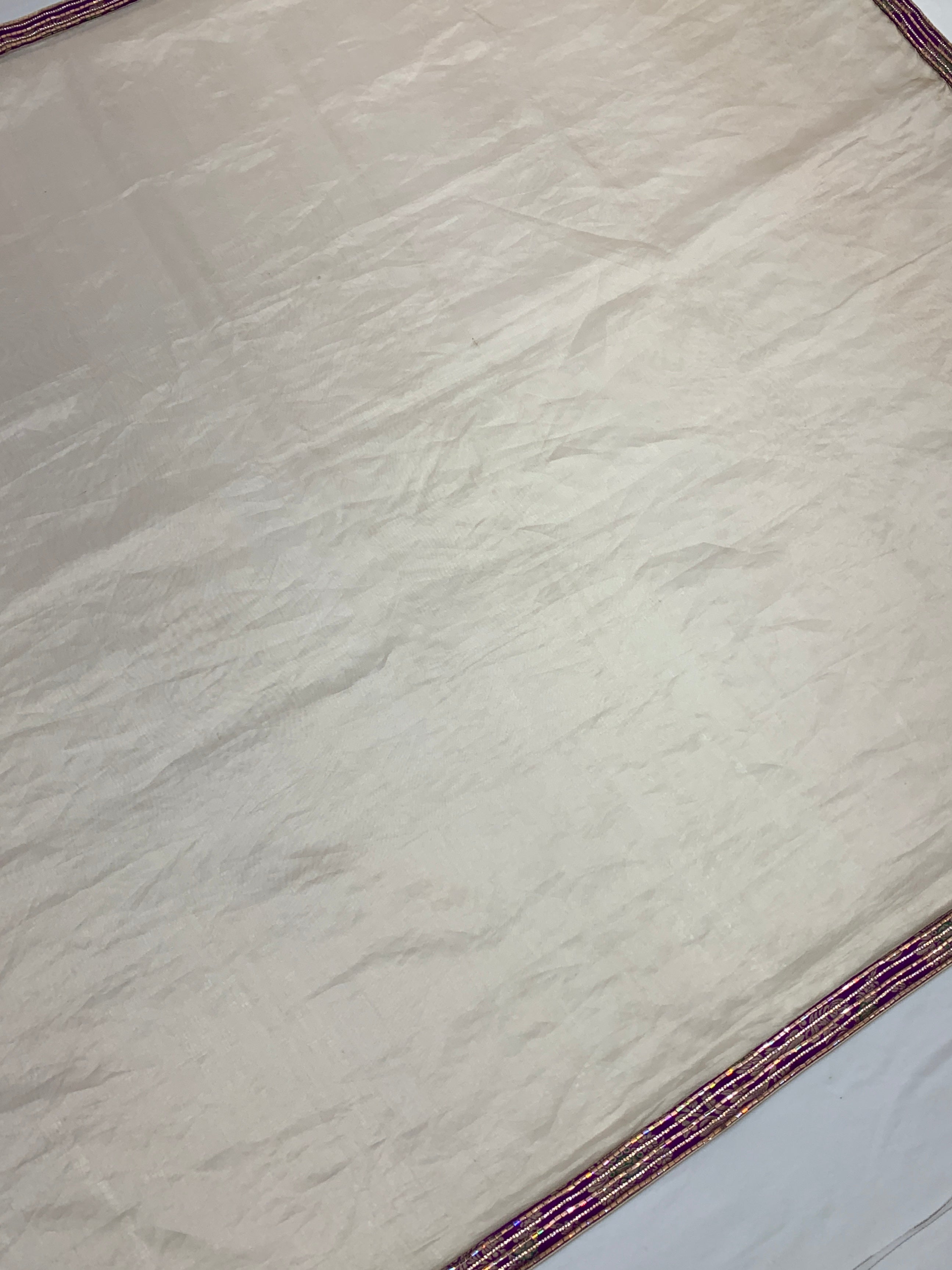 Cream Organza Saree With Readymade Blouse