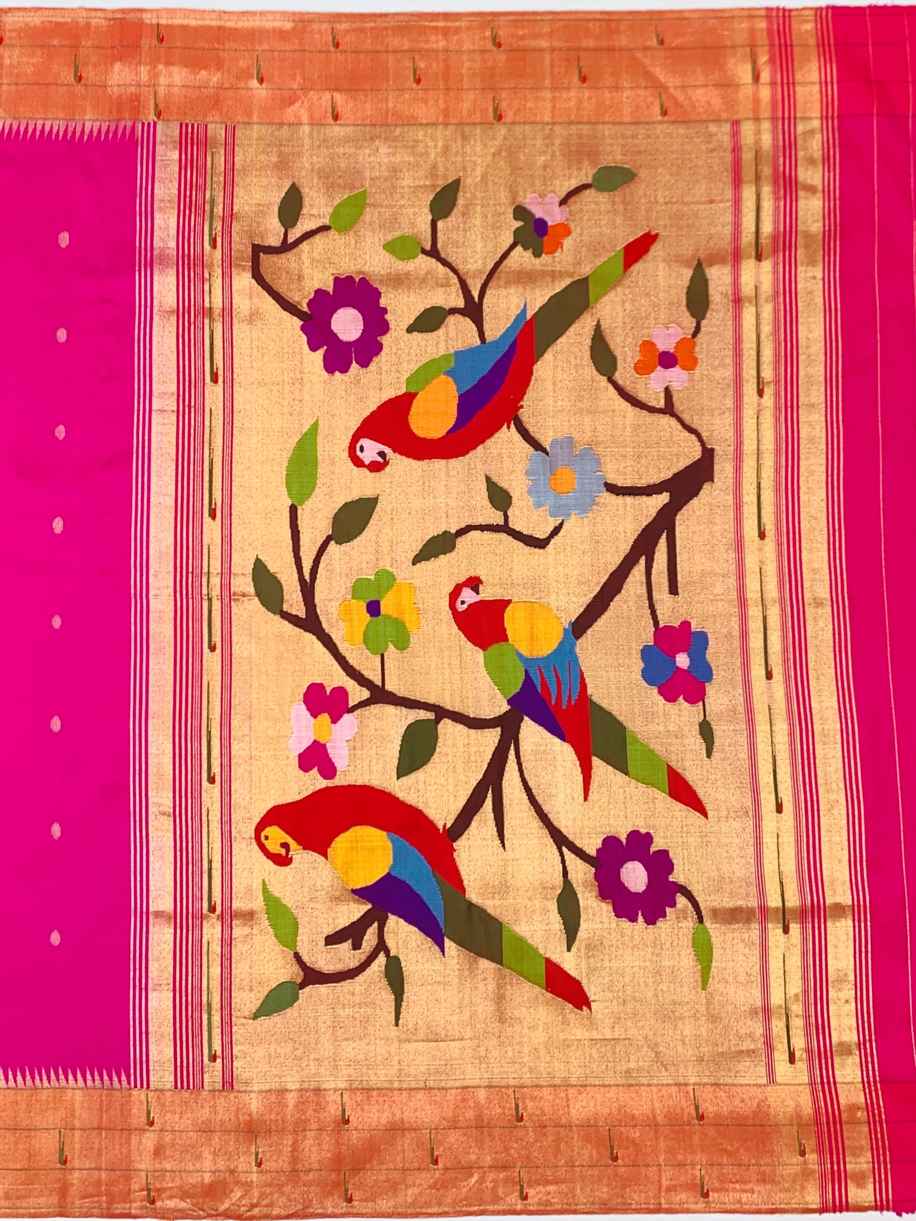 Exquisite Fuchsia Pink Paithani Silk Saree with Traditional Parrot Pallu