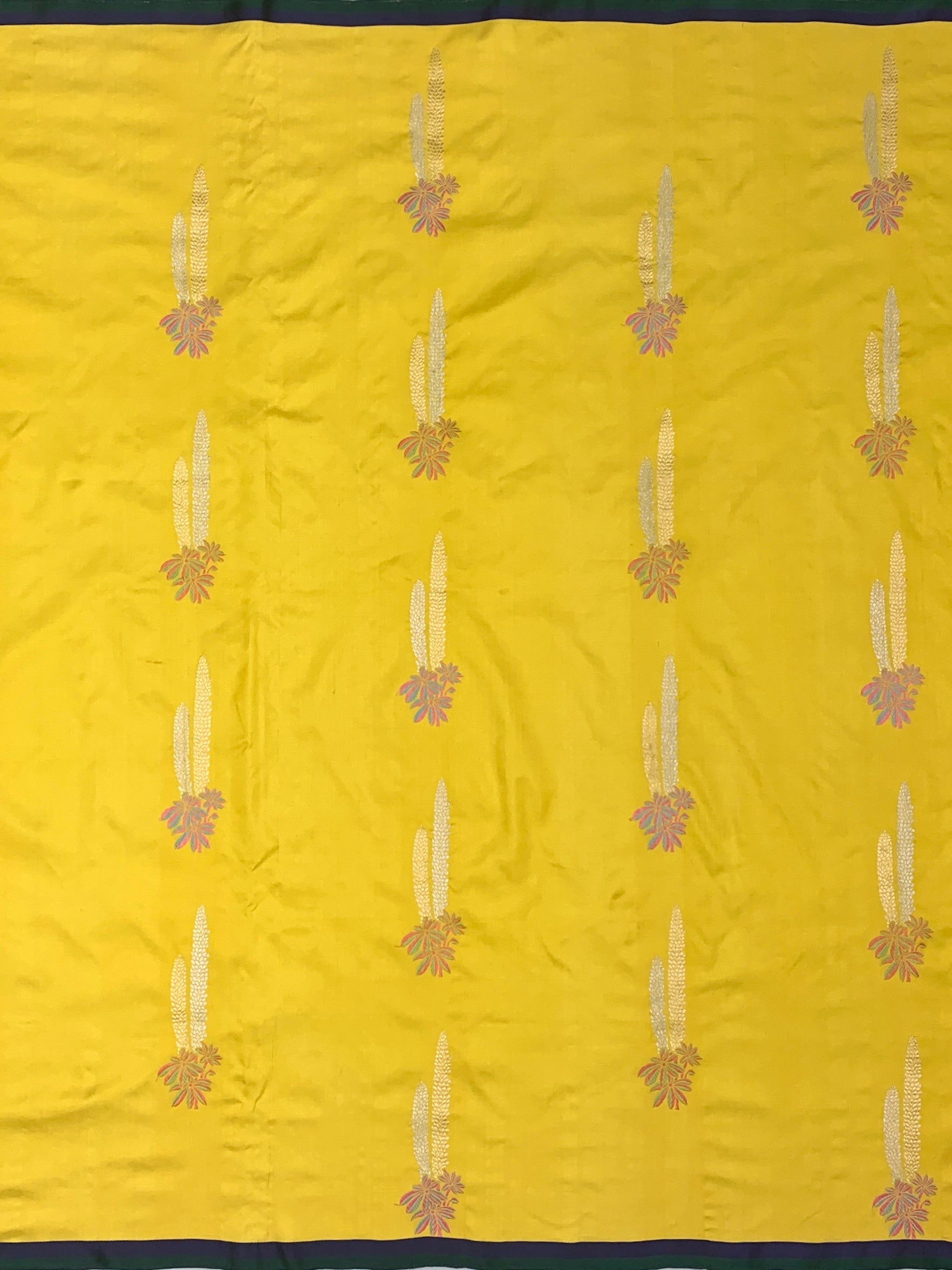 Radiant Yellow Banarasi Silk Saree with Woven Floral Motifs