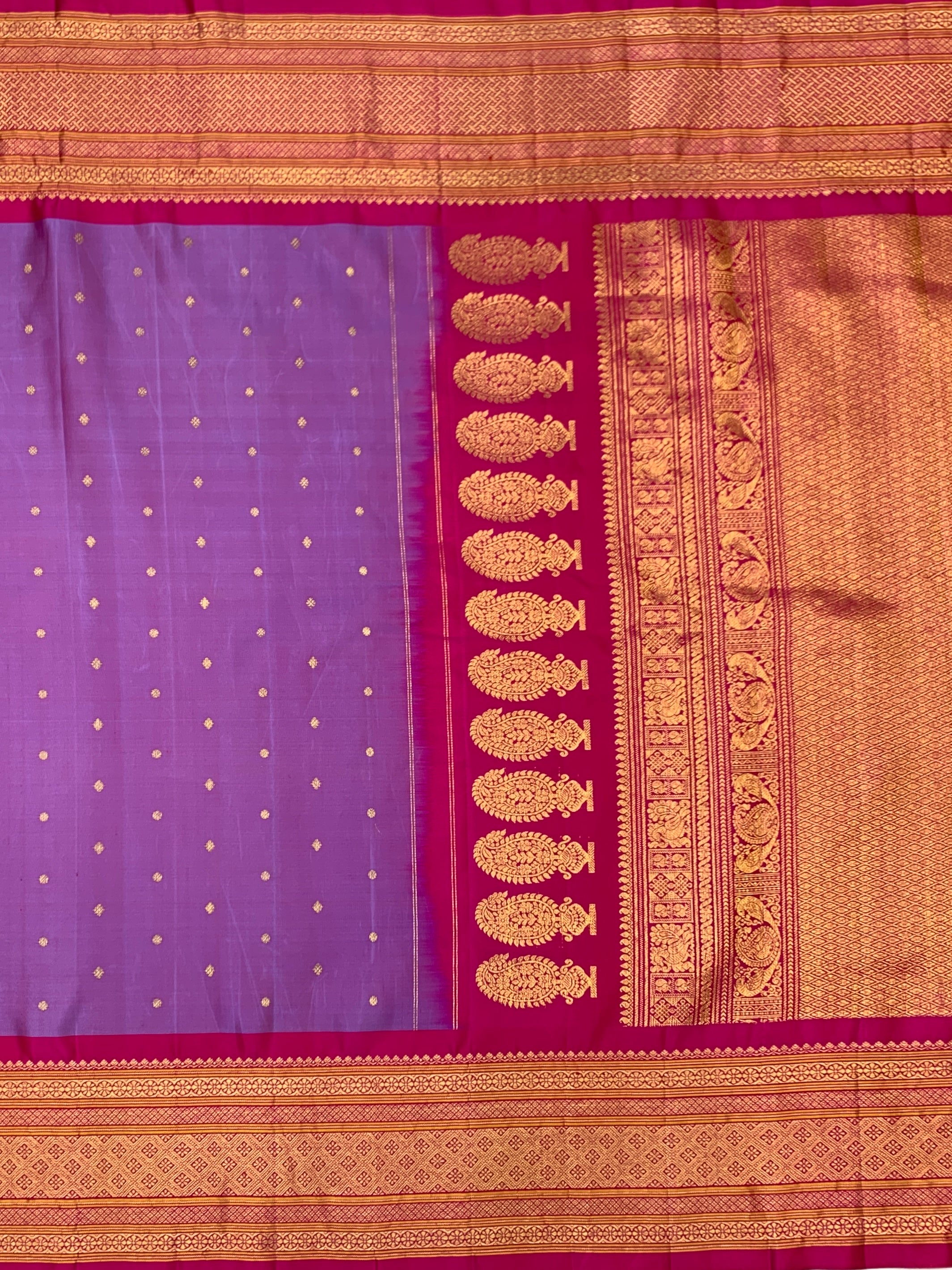 Lavender & Magenta Gadwal Twill Pattu Saree