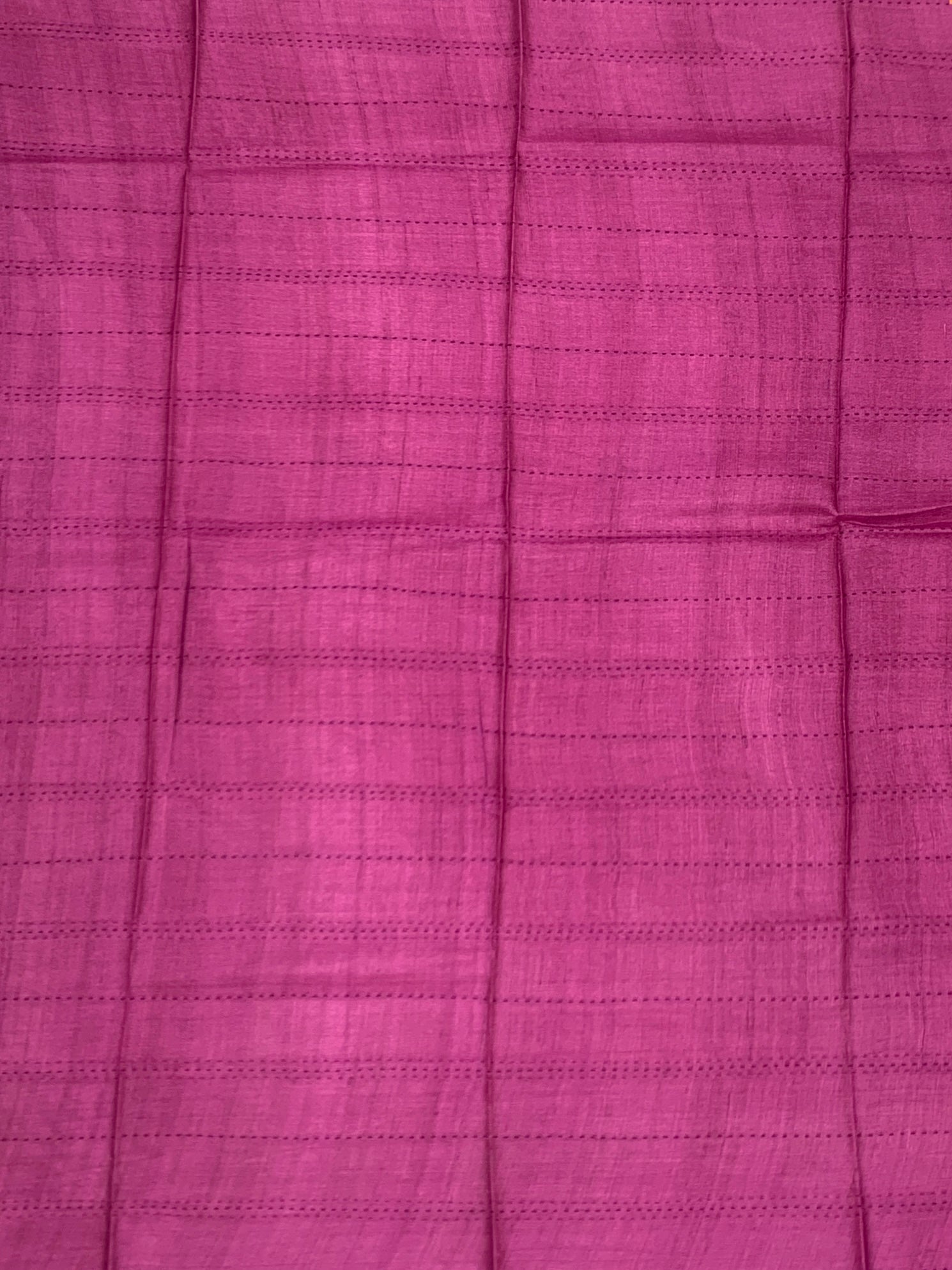 Orchid Heritage: Geometric Paisley Printed Tussore Saree