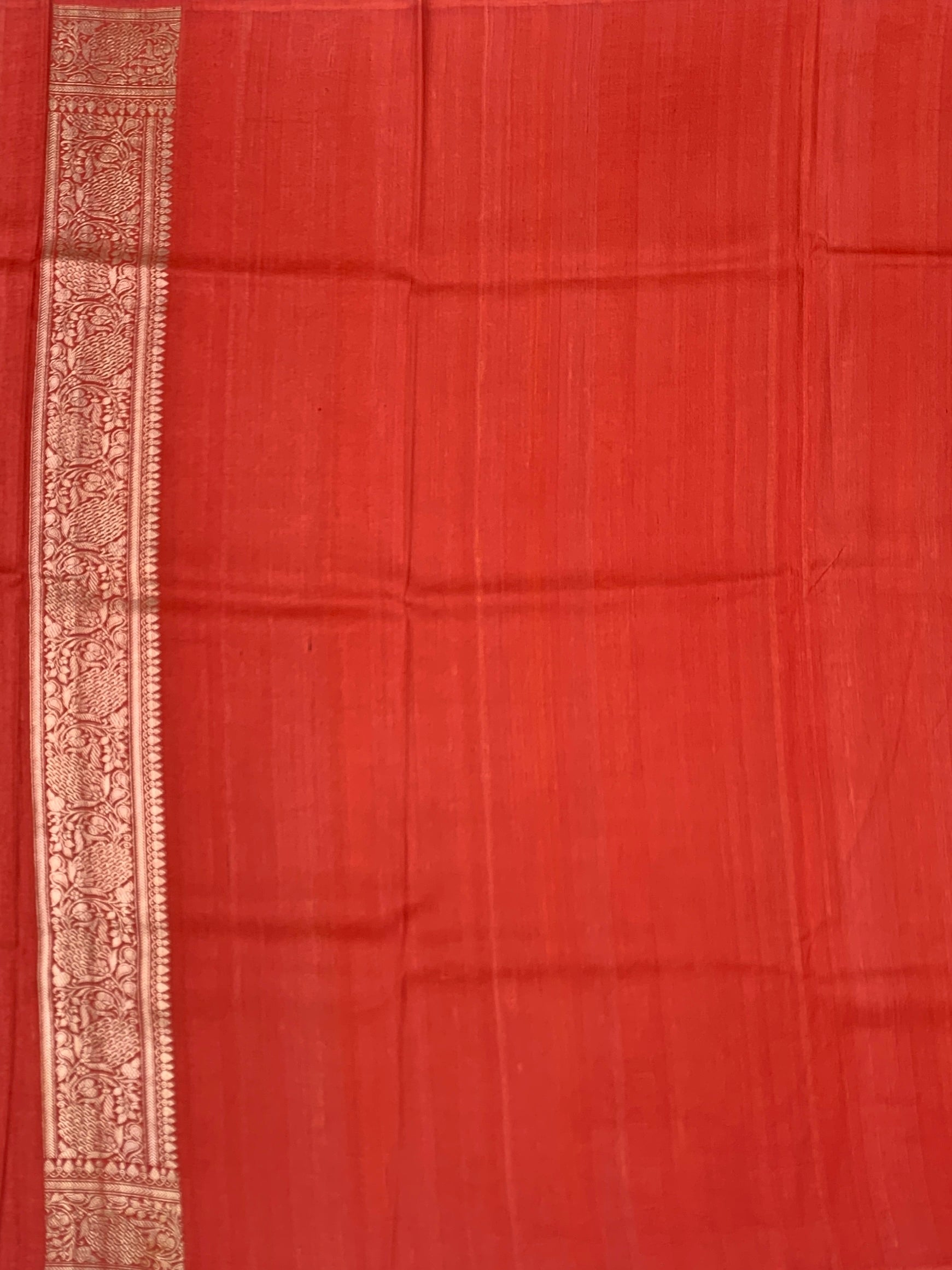 Vibrant Lime Green Tussore Georgette Saree with Meenakari Florals and Coral Red Blouse