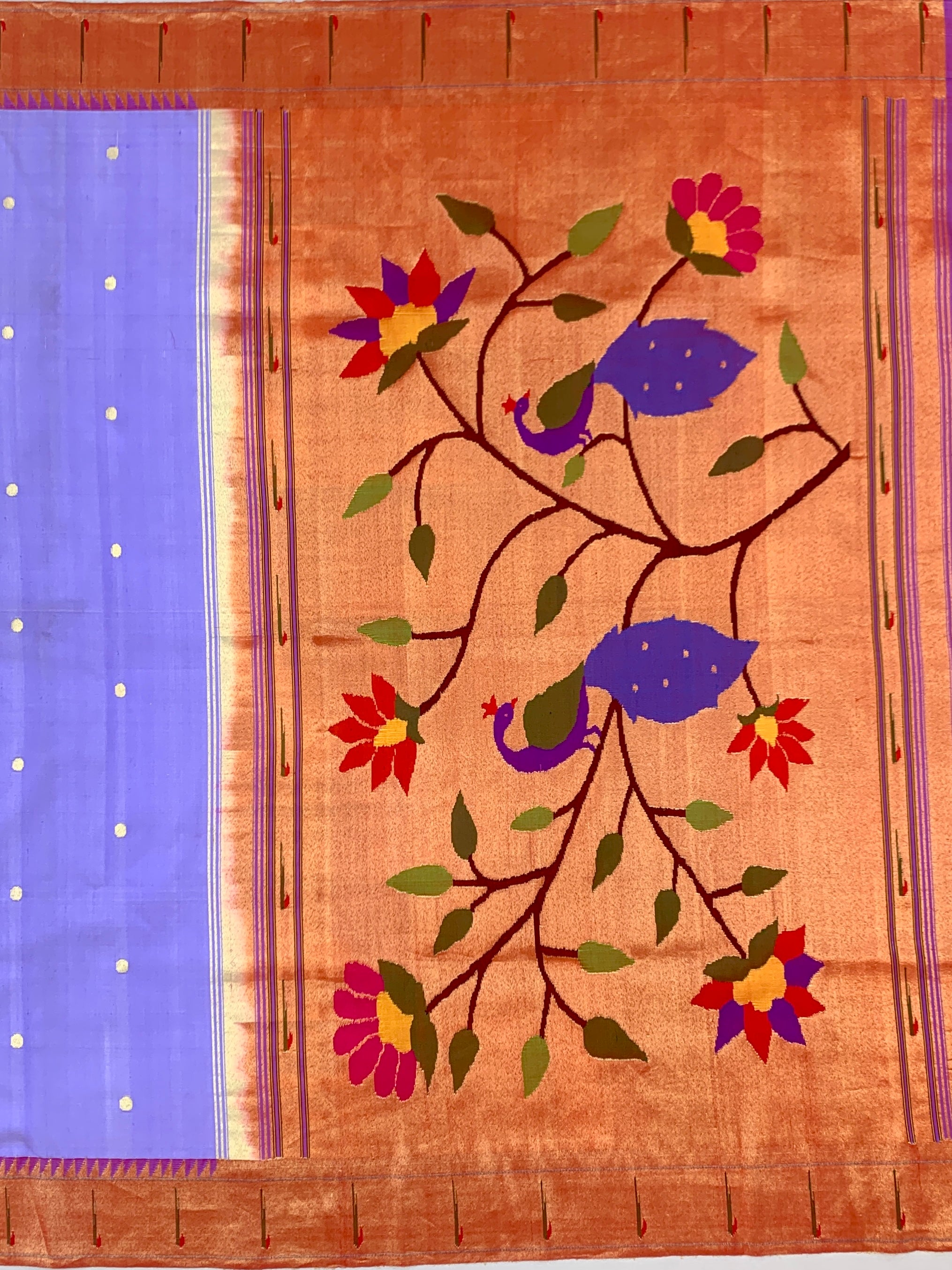 Ethereal Lavender Paithani Silk Saree with Majestic Peacock Pallu