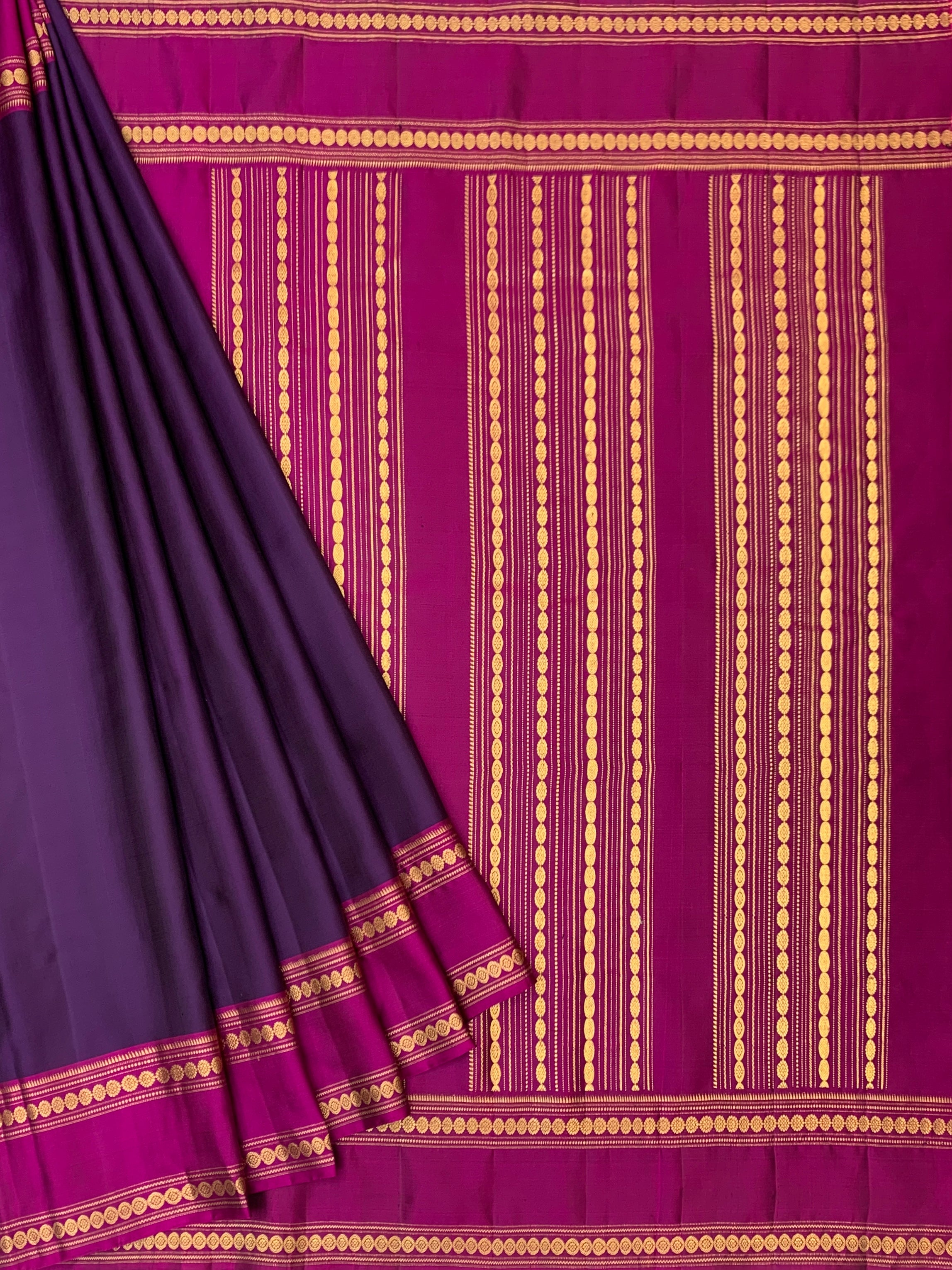 Royal Deep Purple & Magenta Pure Gadwal Pattu Silk Saree