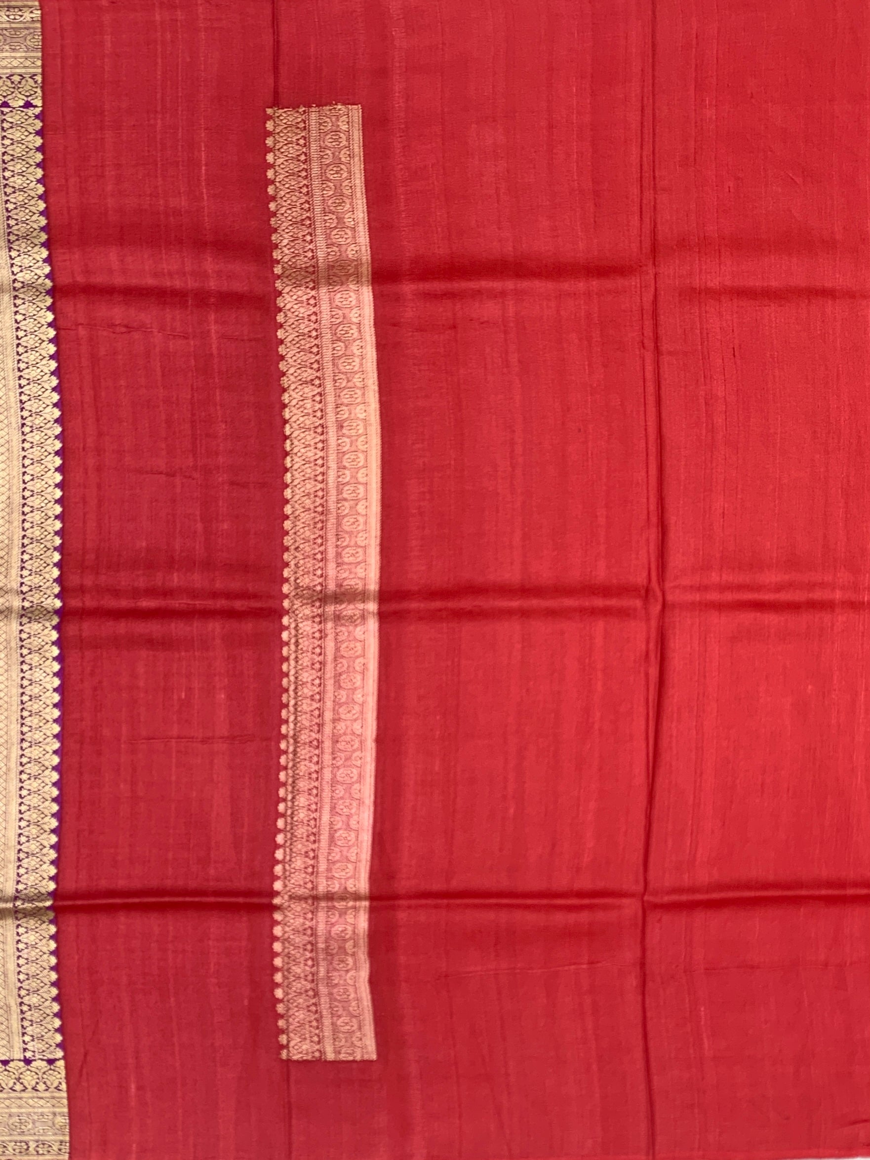 Regal Peacock Teal Tussore Georgette Saree with Lilac Pallu and Crimson Blouse