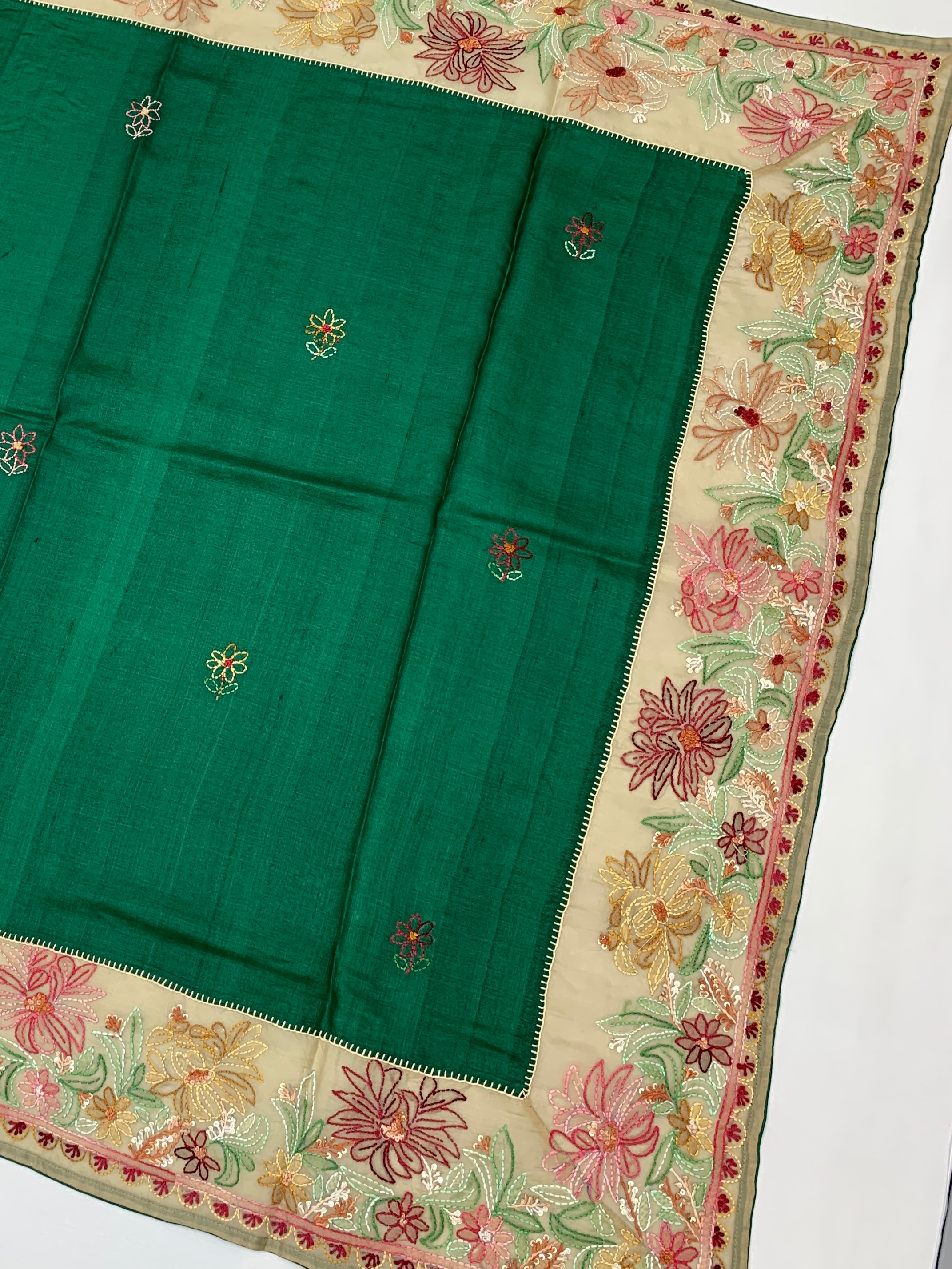 Tussore Saree Bottle-Green In Colour