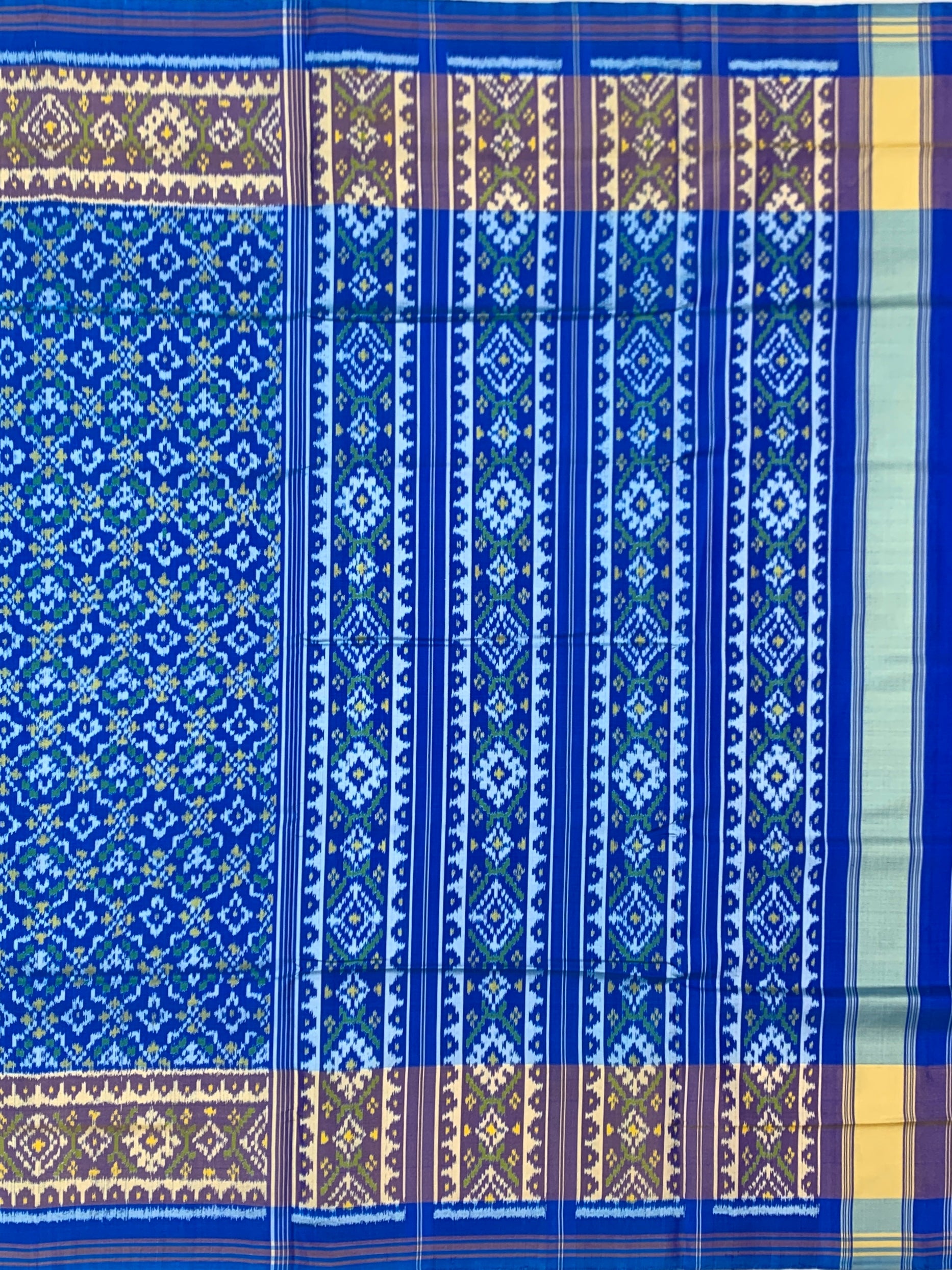Royal Blue Geometric Lattice: Heritage Rajkot Patola Silk Saree