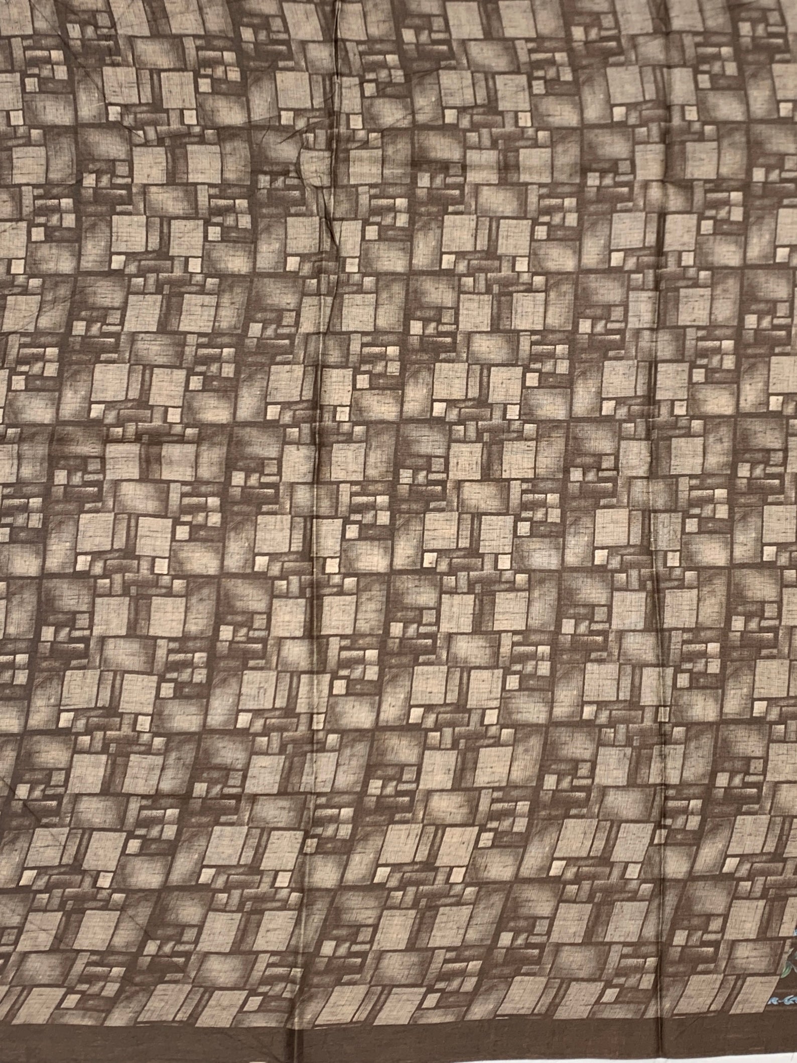 Earthy Elegance: Deep Brown Hand-Embroidered Tussar Silk Saree