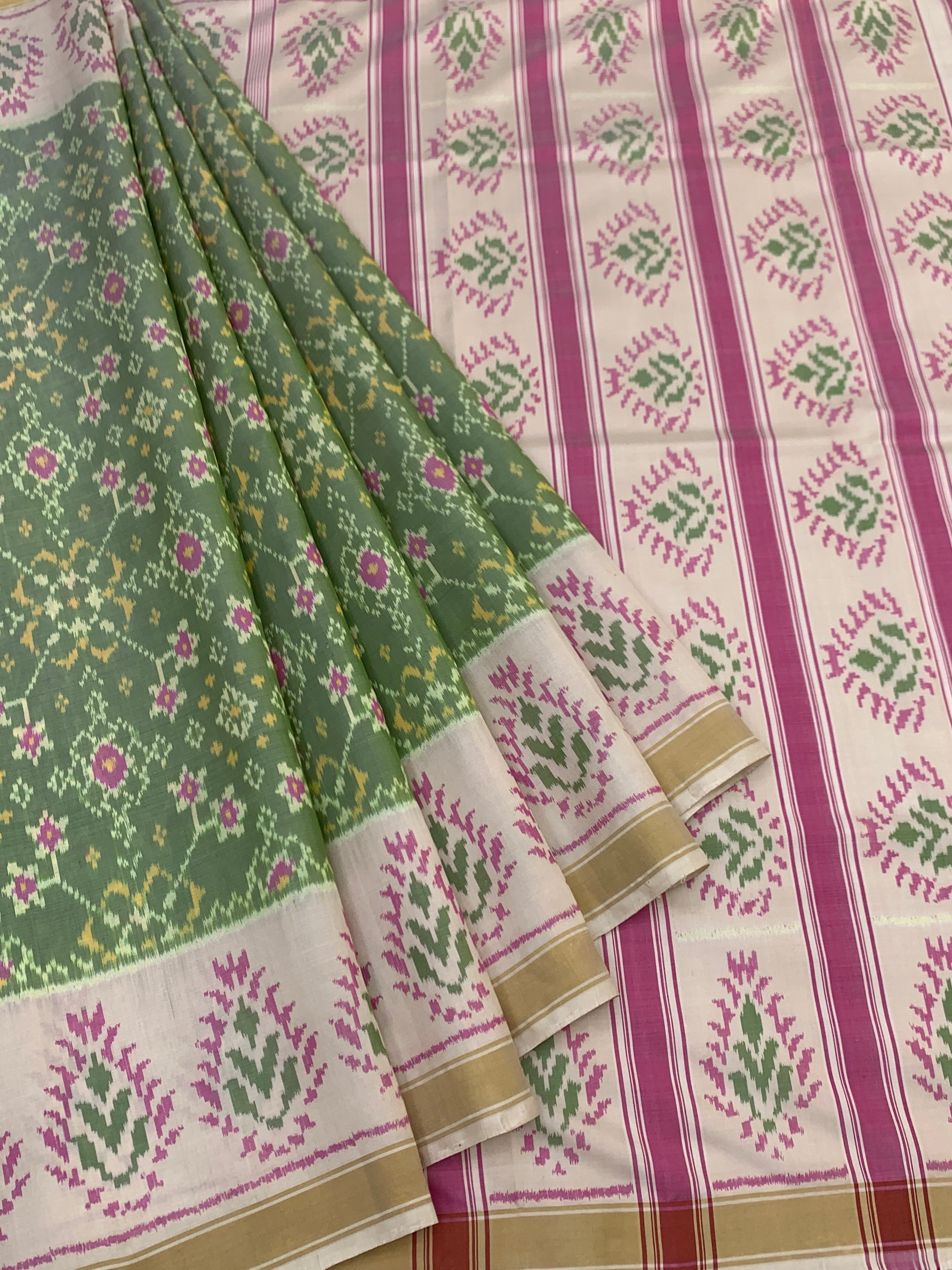 Sage & Orchid: Heritage Rajkot Patola Silk Saree