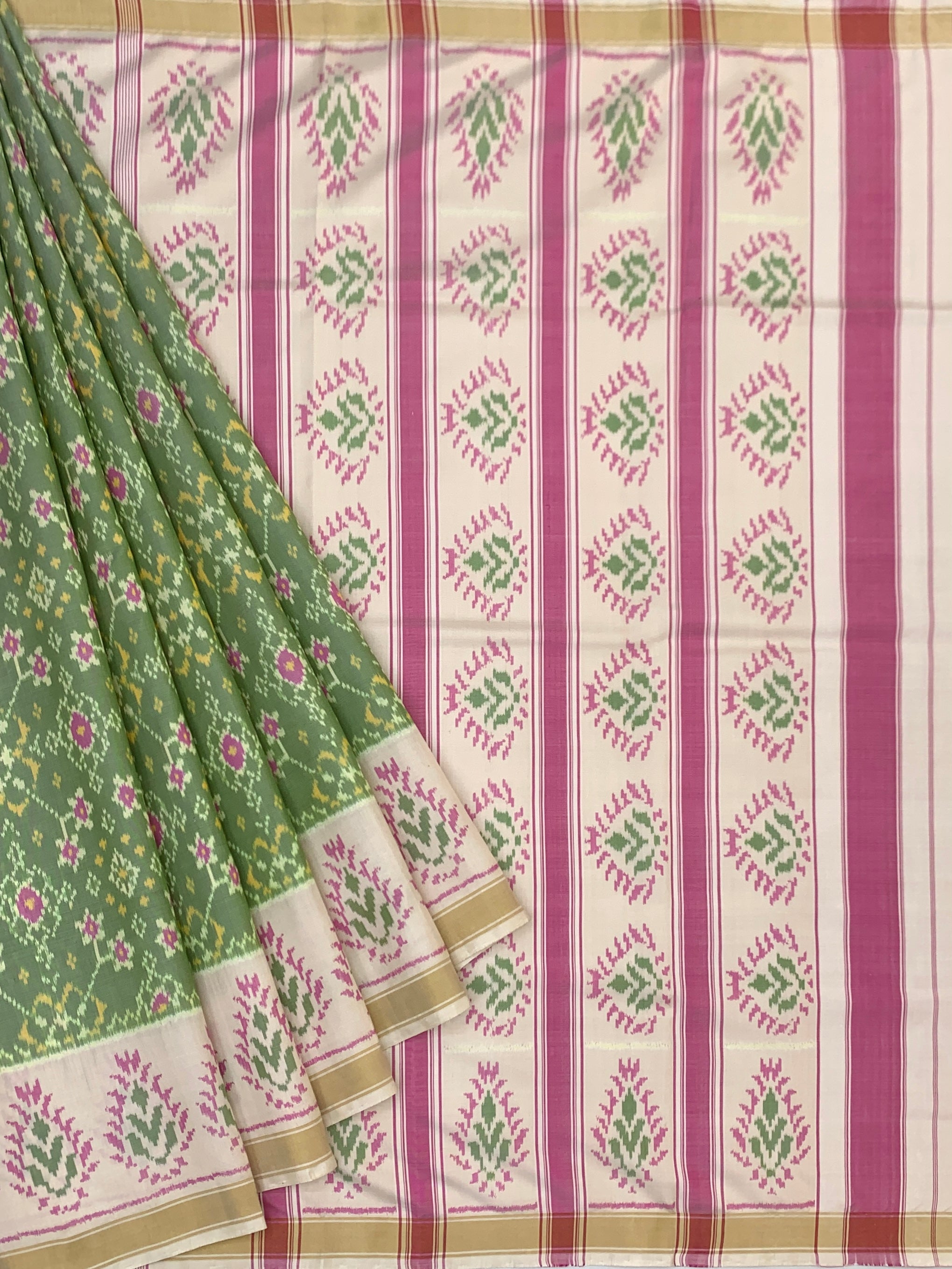 Sage & Orchid: Heritage Rajkot Patola Silk Saree