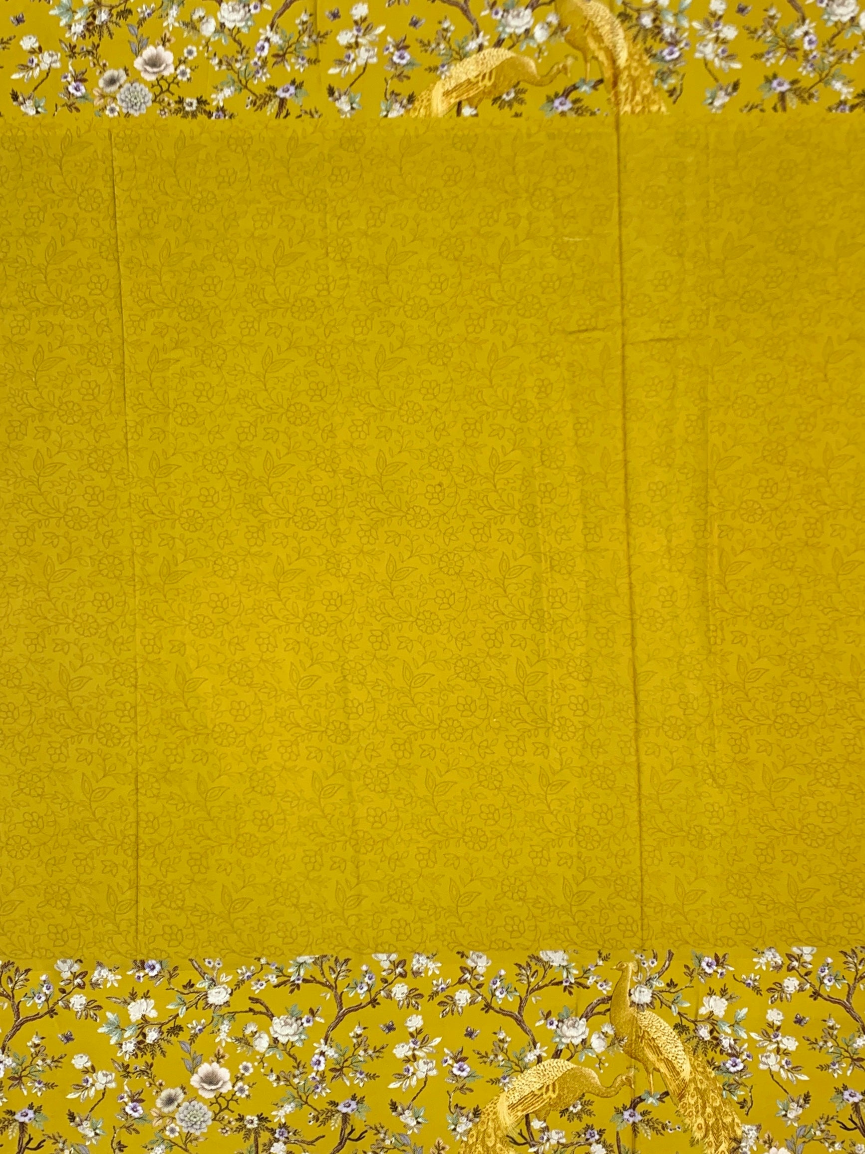 Radiant Chartreuse Gold Brocade Silk Saree with Royal Peacock Borders