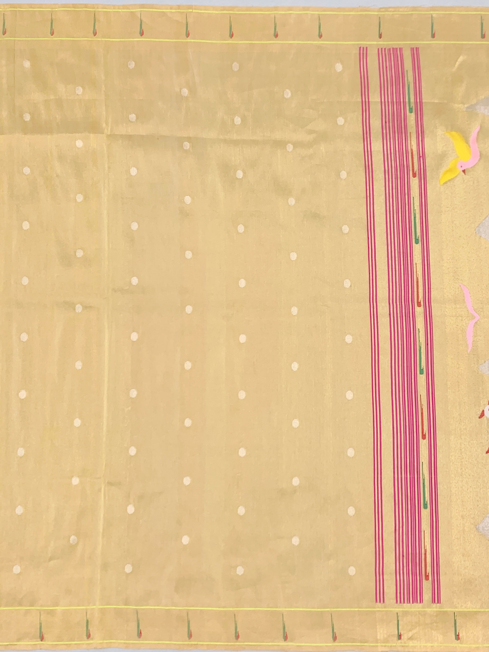 Luminous Gold Tissue Paithani Saree with Enchanting Scenic Landscape Pallu