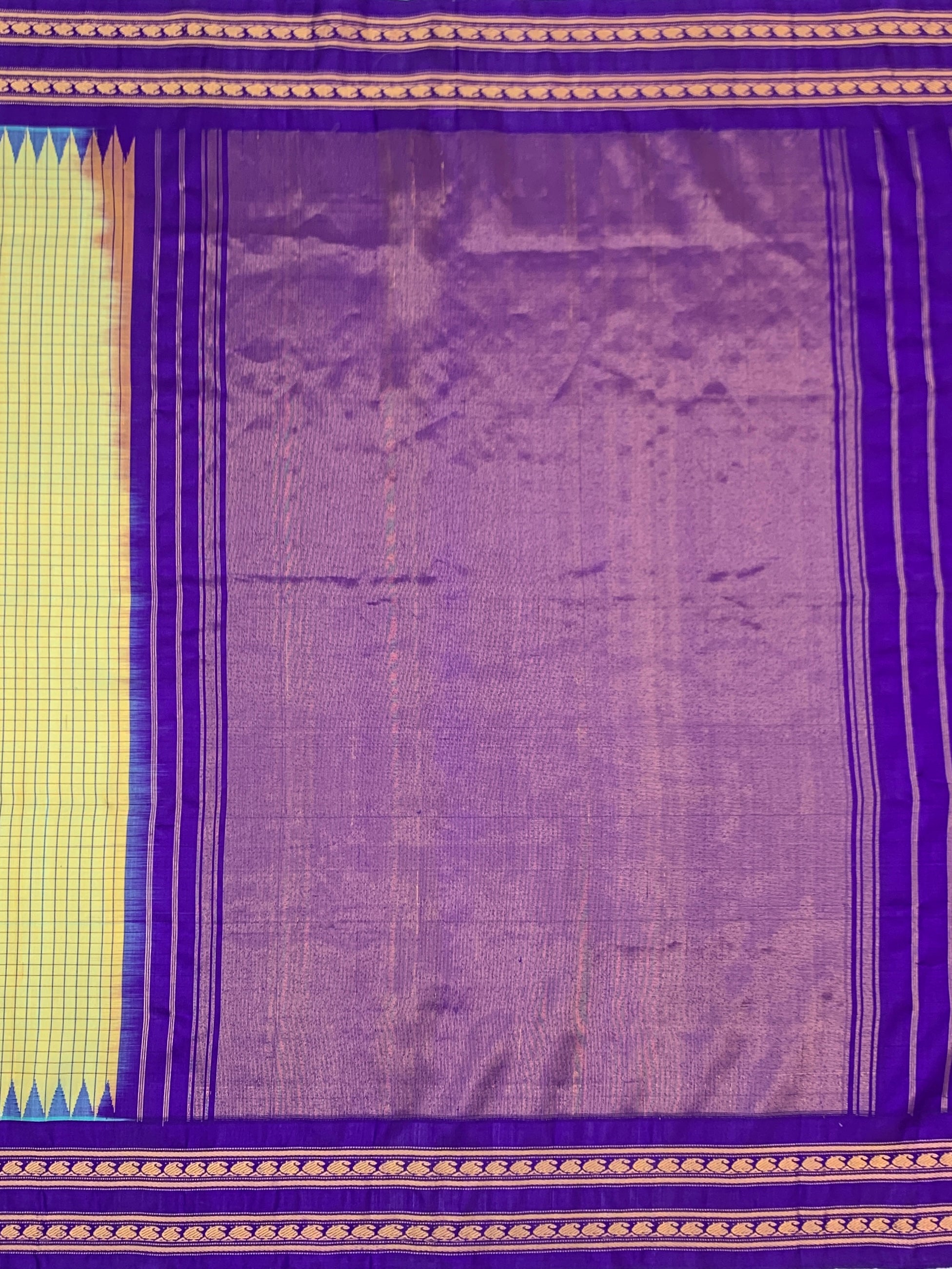 Lemon Yellow & Royal Purple Gadwal Pattu Saree