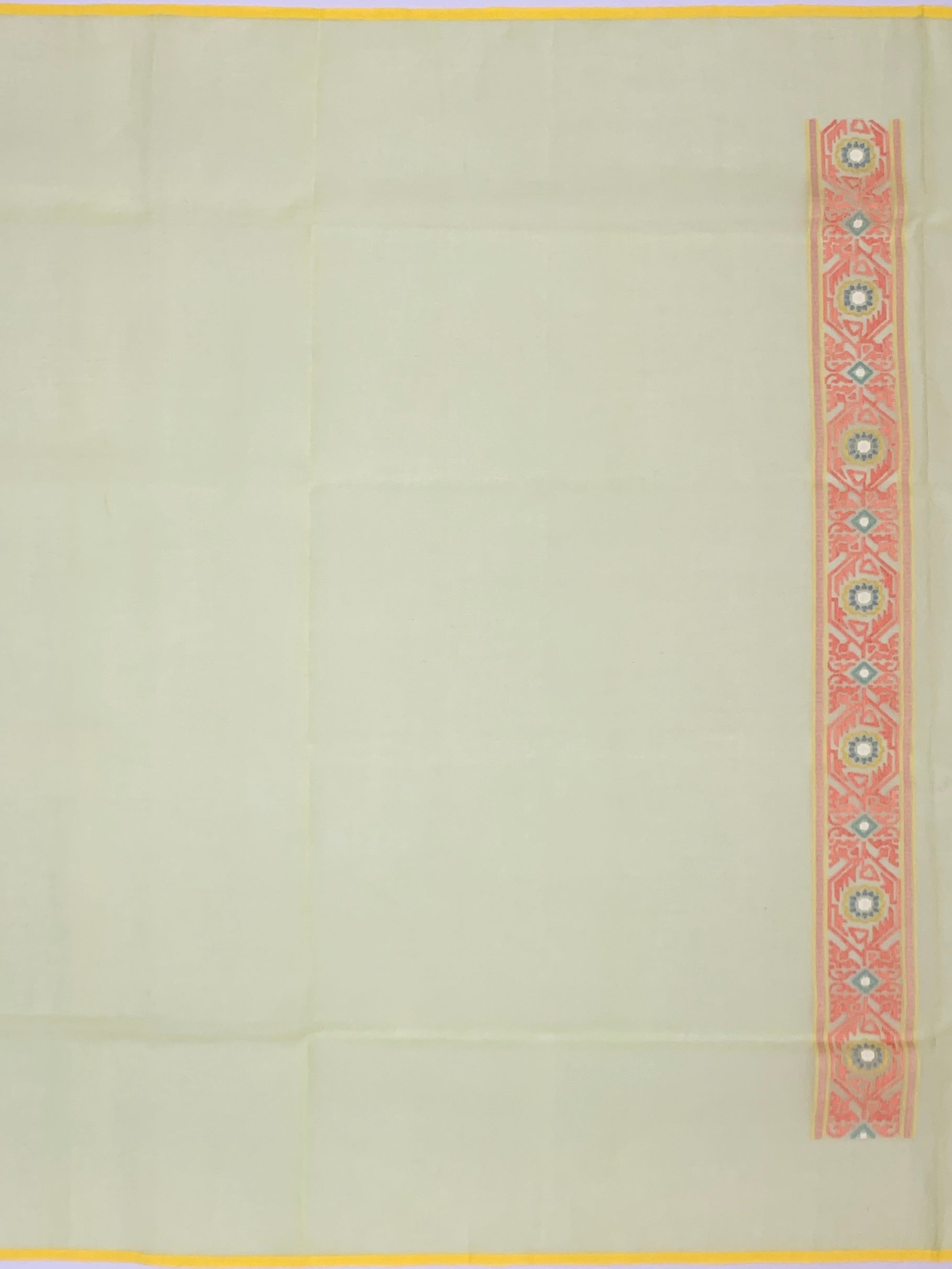 Pastel Mint Cotton Jamdani Saree with Diagonal Multi-Color Weaves and Statement Paisley Pallu