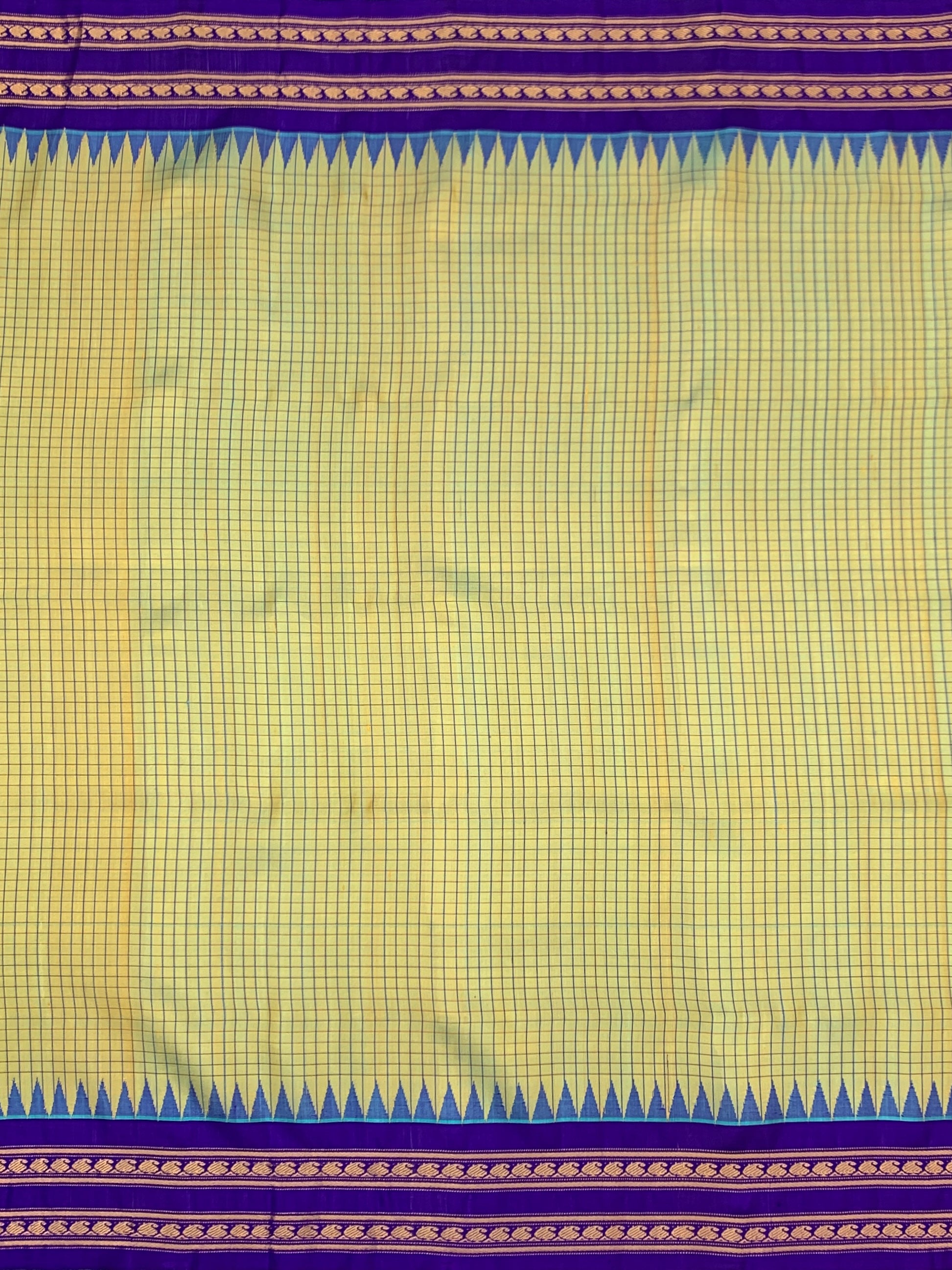 Lemon Yellow & Royal Purple Gadwal Pattu Saree