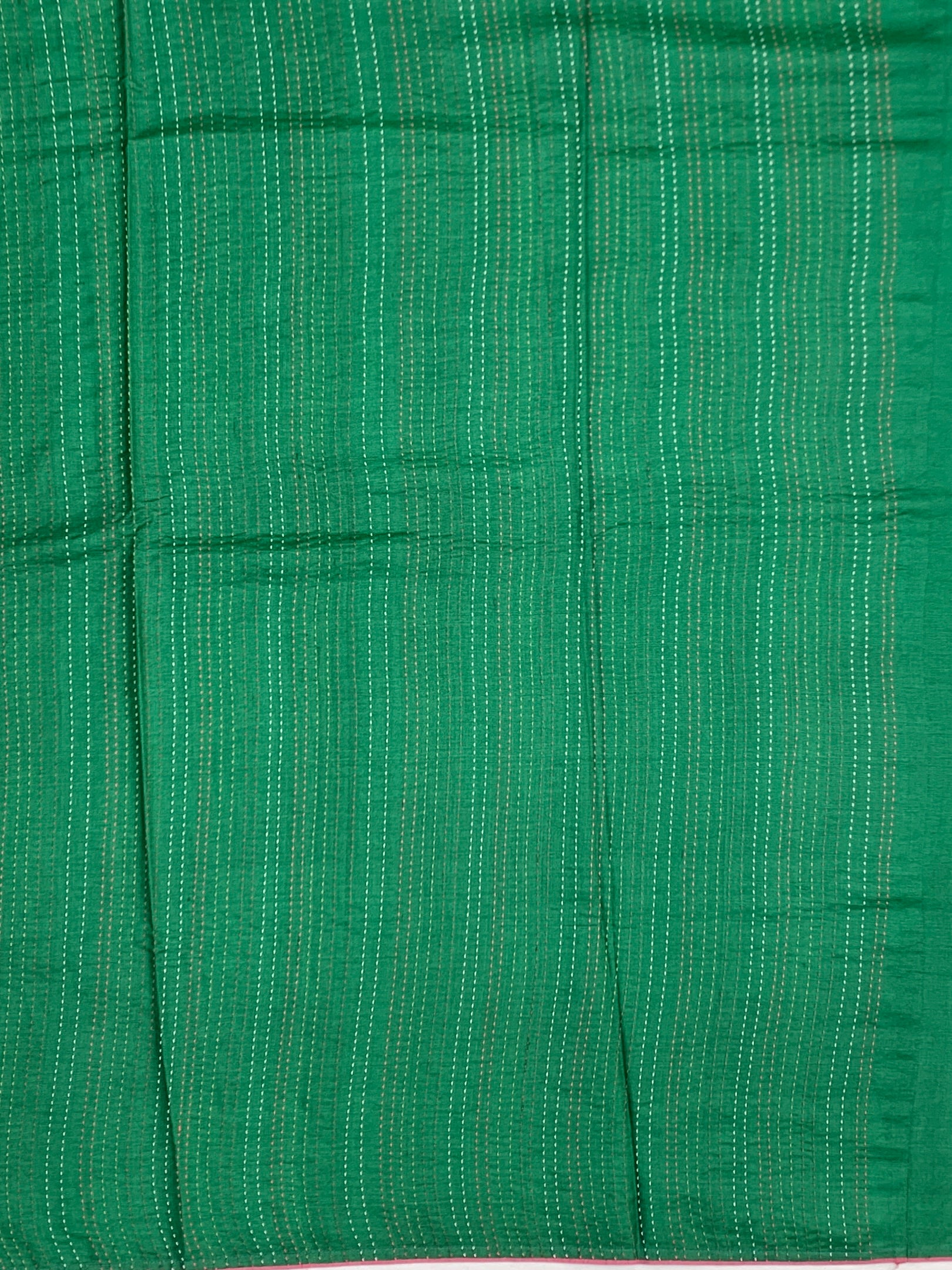 Lush Emerald: Pichwai-Inspired Hand-Embroidered Tussar Silk Saree