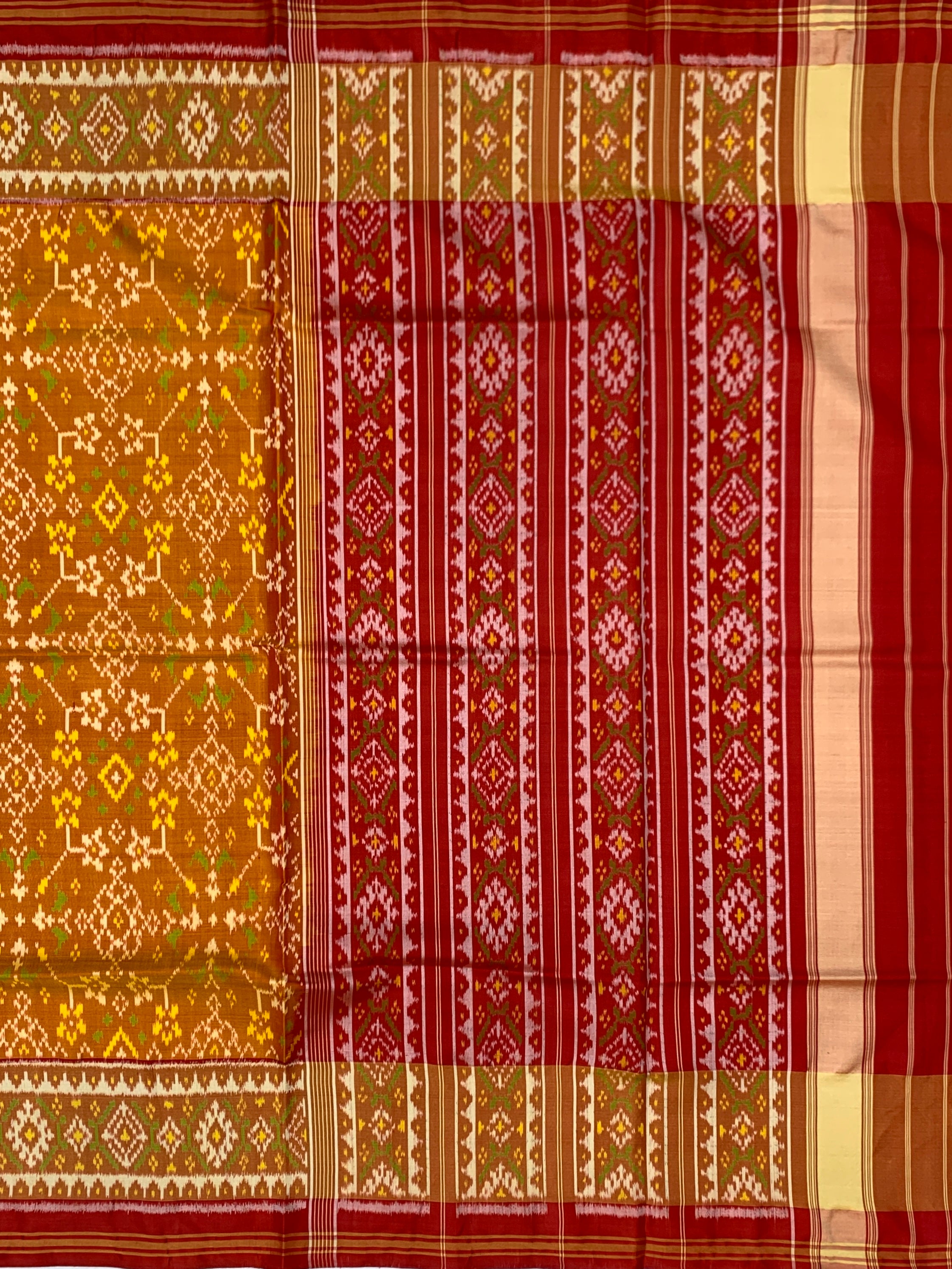 Rust Amber & Crimson Red Rajkot Patola Silk Saree