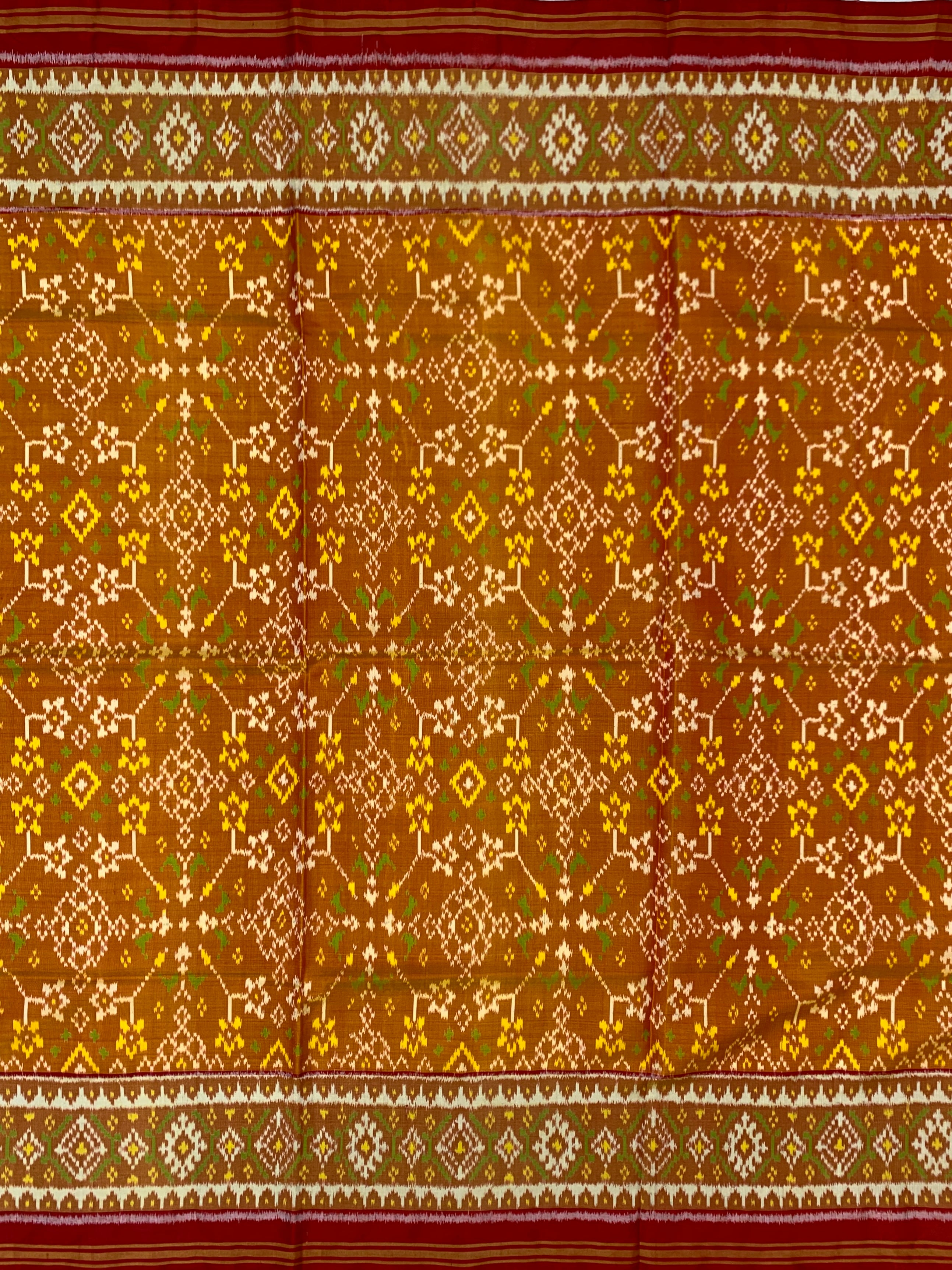 Rust Amber & Crimson Red Rajkot Patola Silk Saree