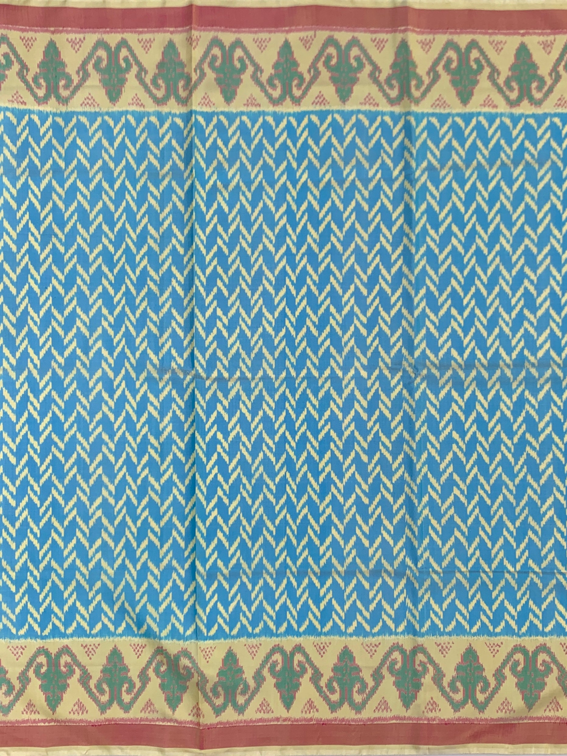 Cerulean Chevron: Heritage Rajkot Patola Silk Saree