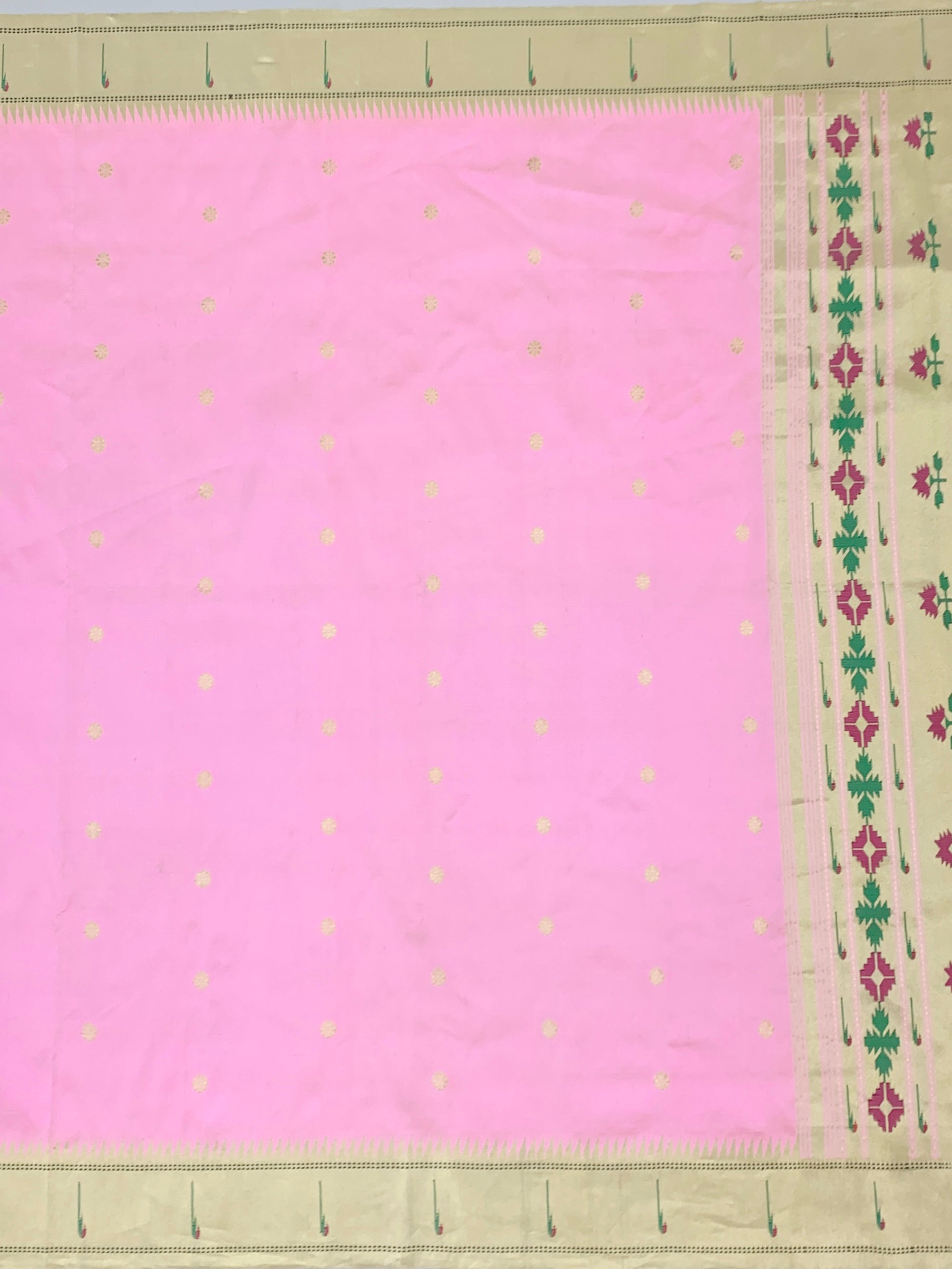 Ethereal Baby Pink Paithani Silk Saree with Geometric Floral Pallu