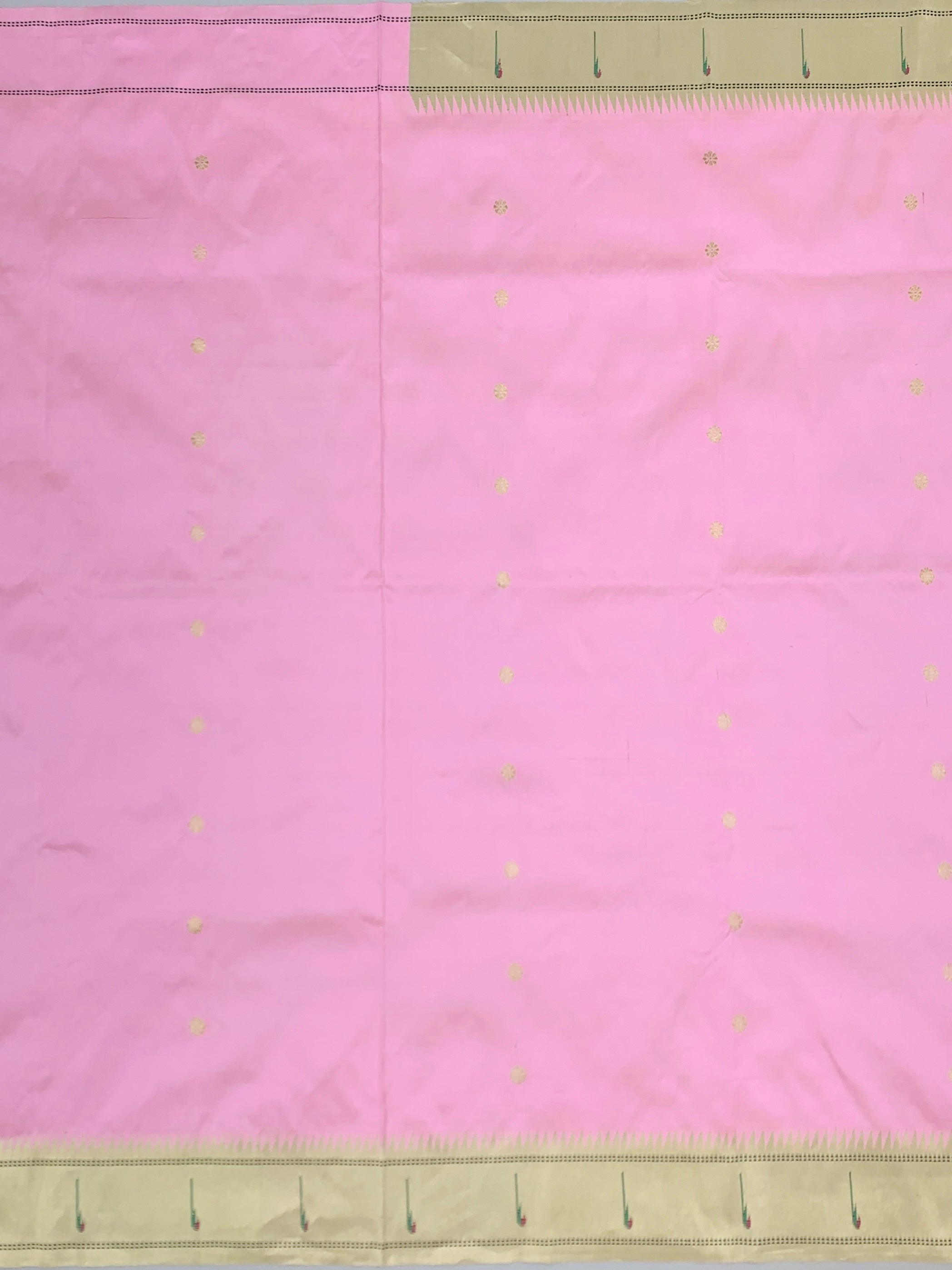 Ethereal Baby Pink Paithani Silk Saree with Geometric Floral Pallu