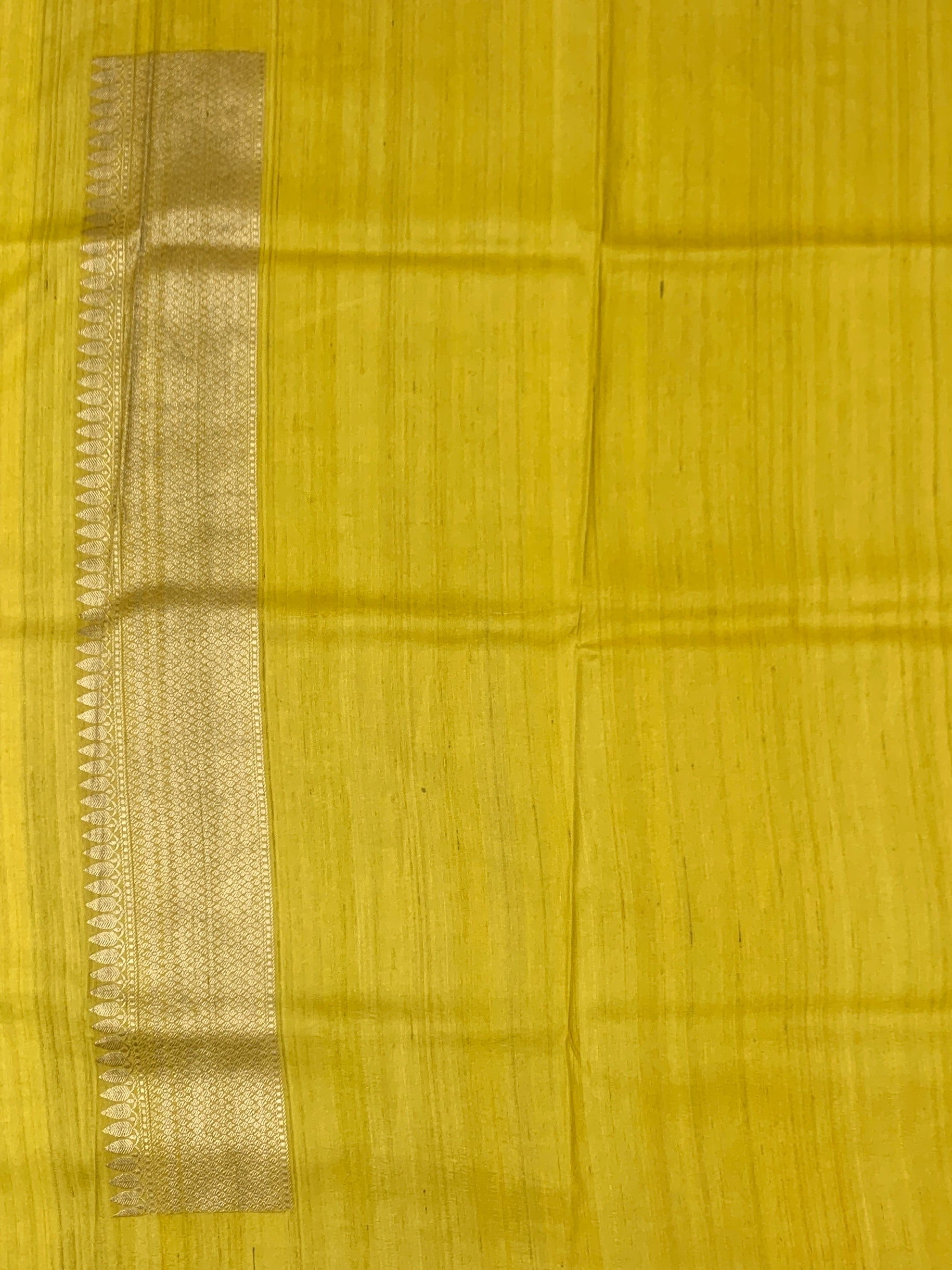 Emerald Green Tussore Georgette Saree with Meenakari Floral Jaal & Bright Yellow Blouse