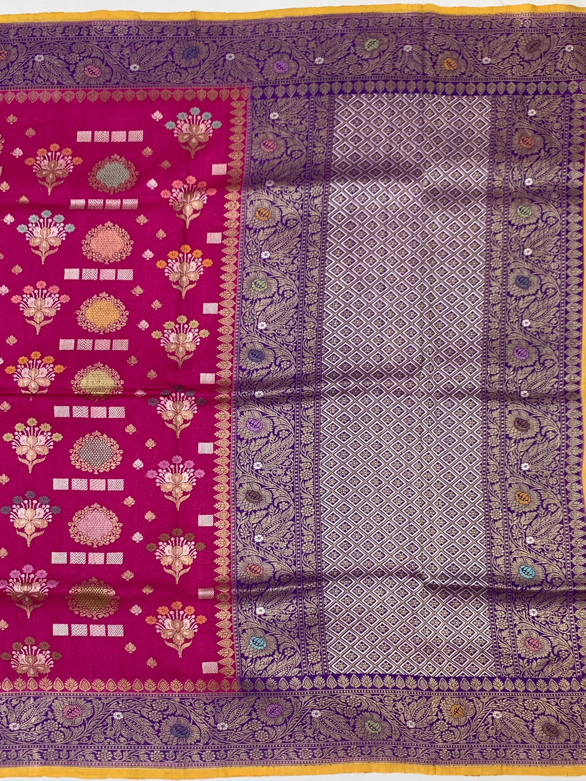 Regal Magenta Tussore Georgette Saree with Purple Zari Pallu