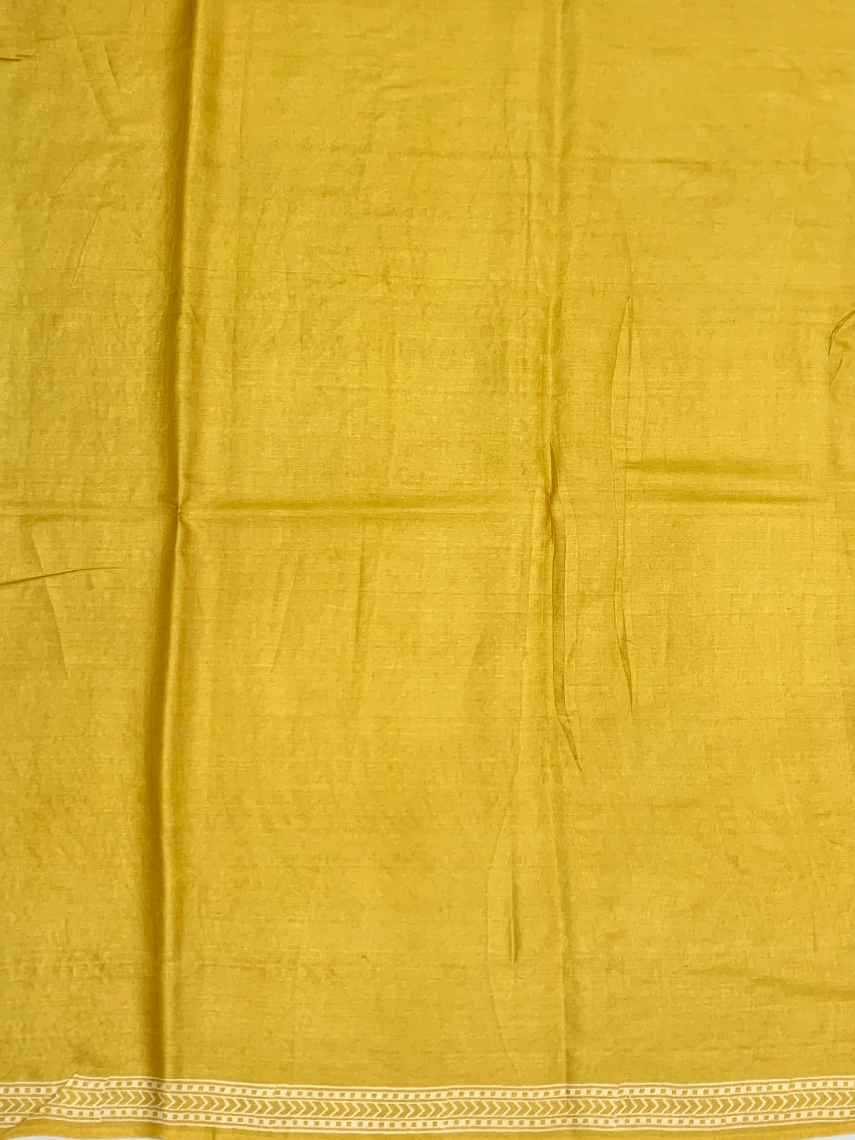 Olive Green & Warm Mustard Printed Tussore Saree