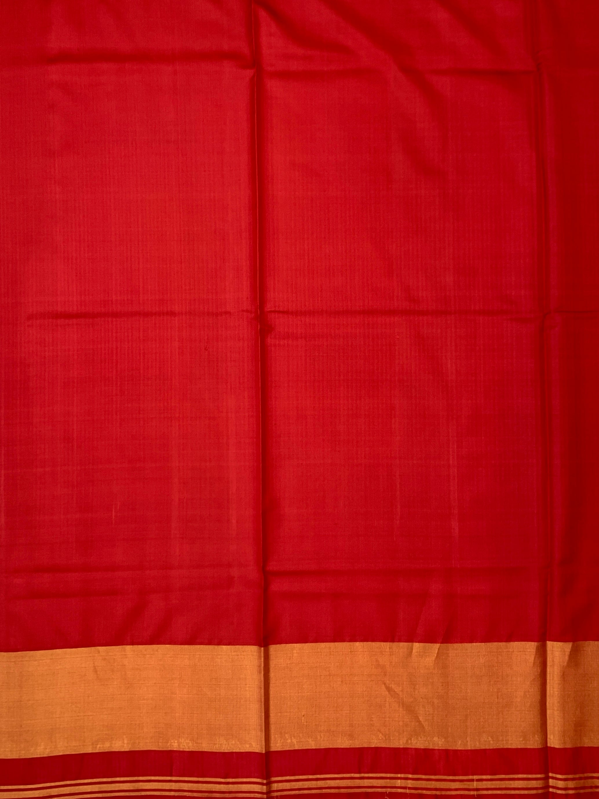 Mustard Yellow & Crimson Red Rajkot Patola Silk Saree