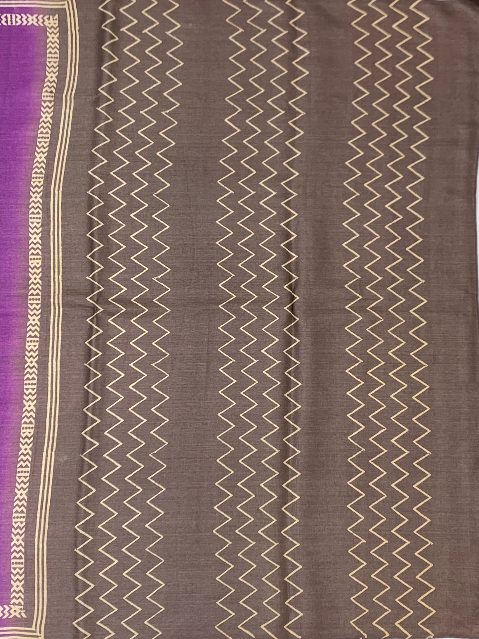 Imperial Purple & Earthy Taupe Printed Tussore Saree