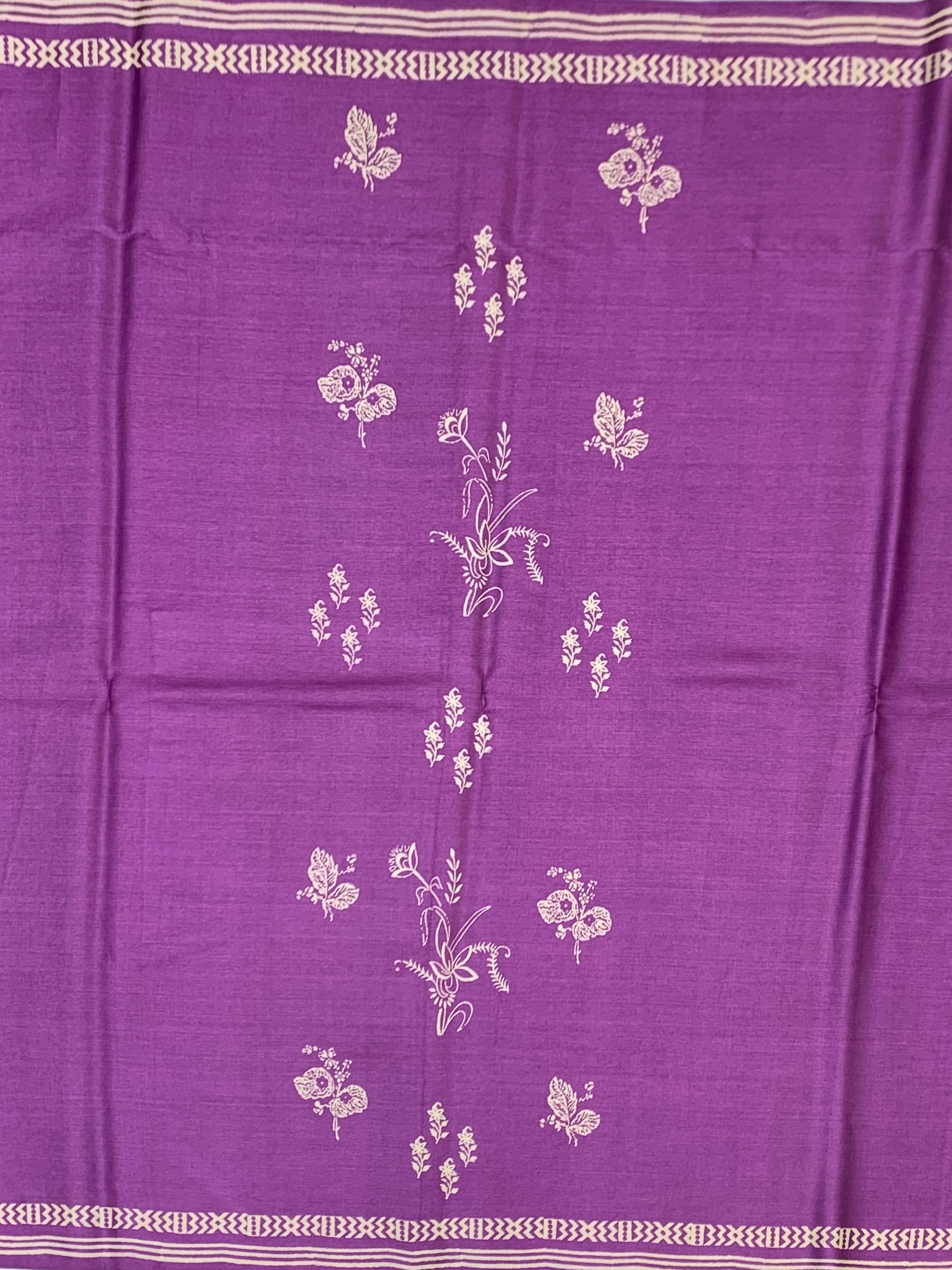 Imperial Purple & Earthy Taupe Printed Tussore Saree