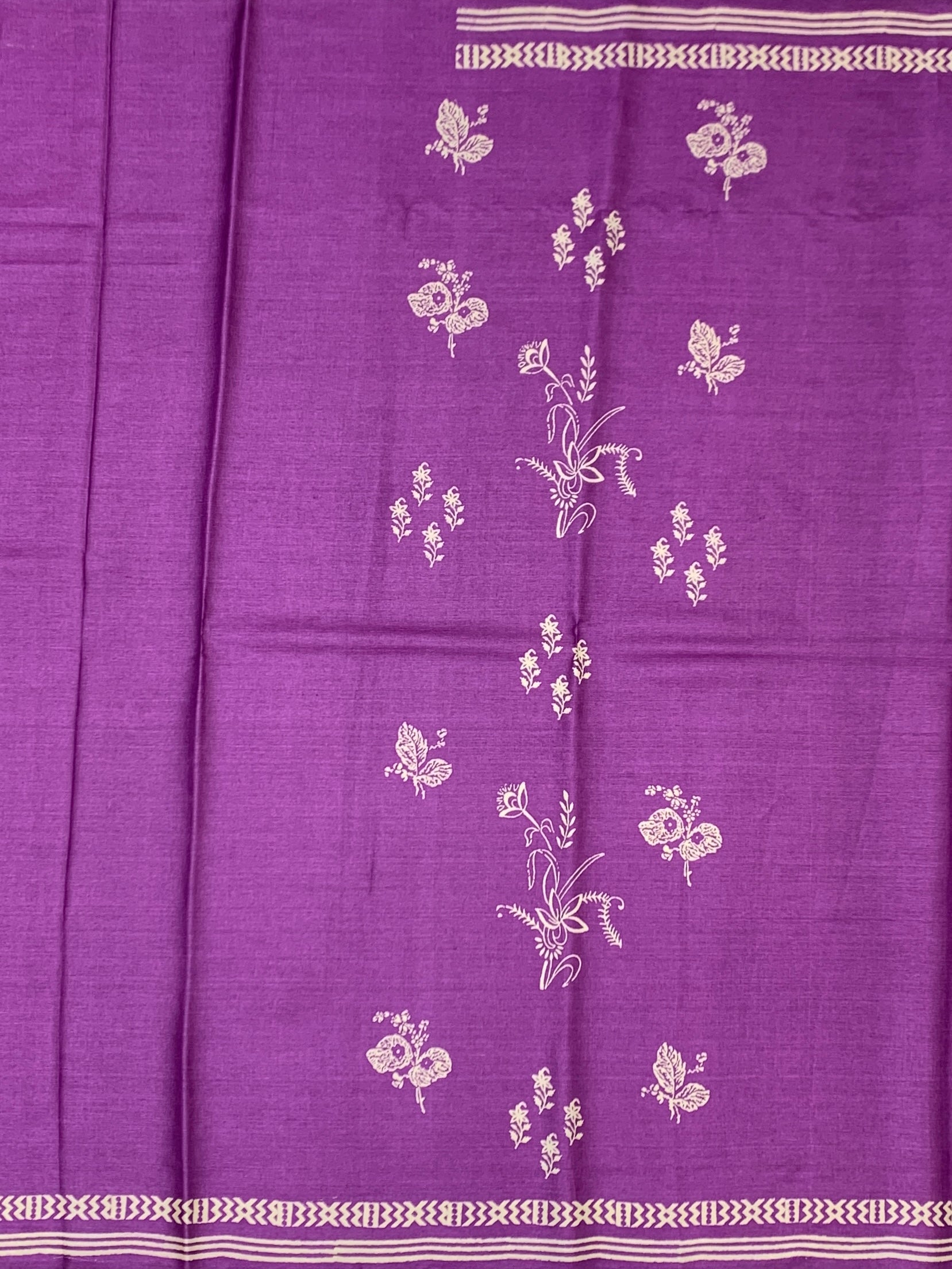 Imperial Purple & Earthy Taupe Printed Tussore Saree