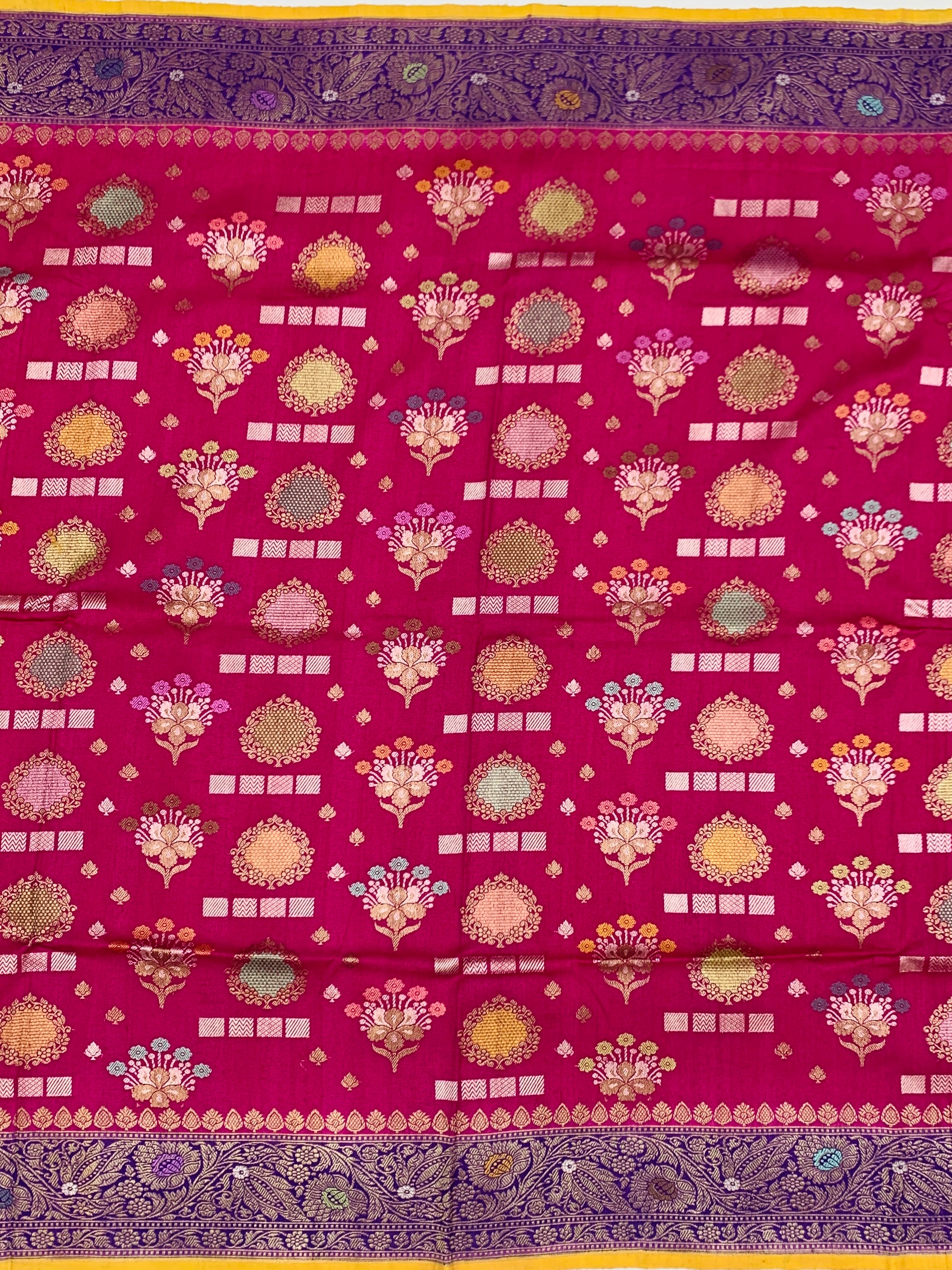 Regal Magenta Tussore Georgette Saree with Purple Zari Pallu