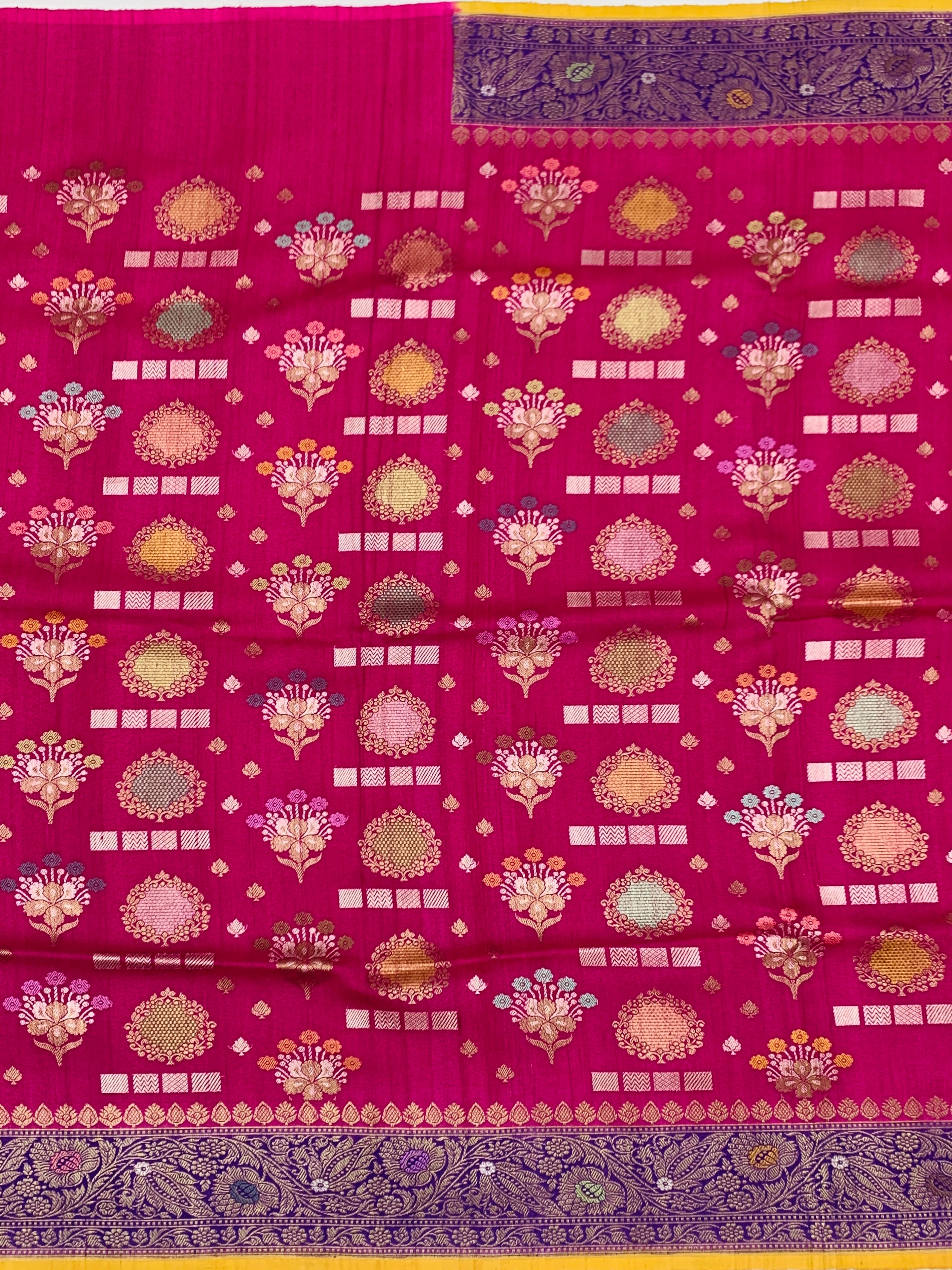 Regal Magenta Tussore Georgette Saree with Purple Zari Pallu