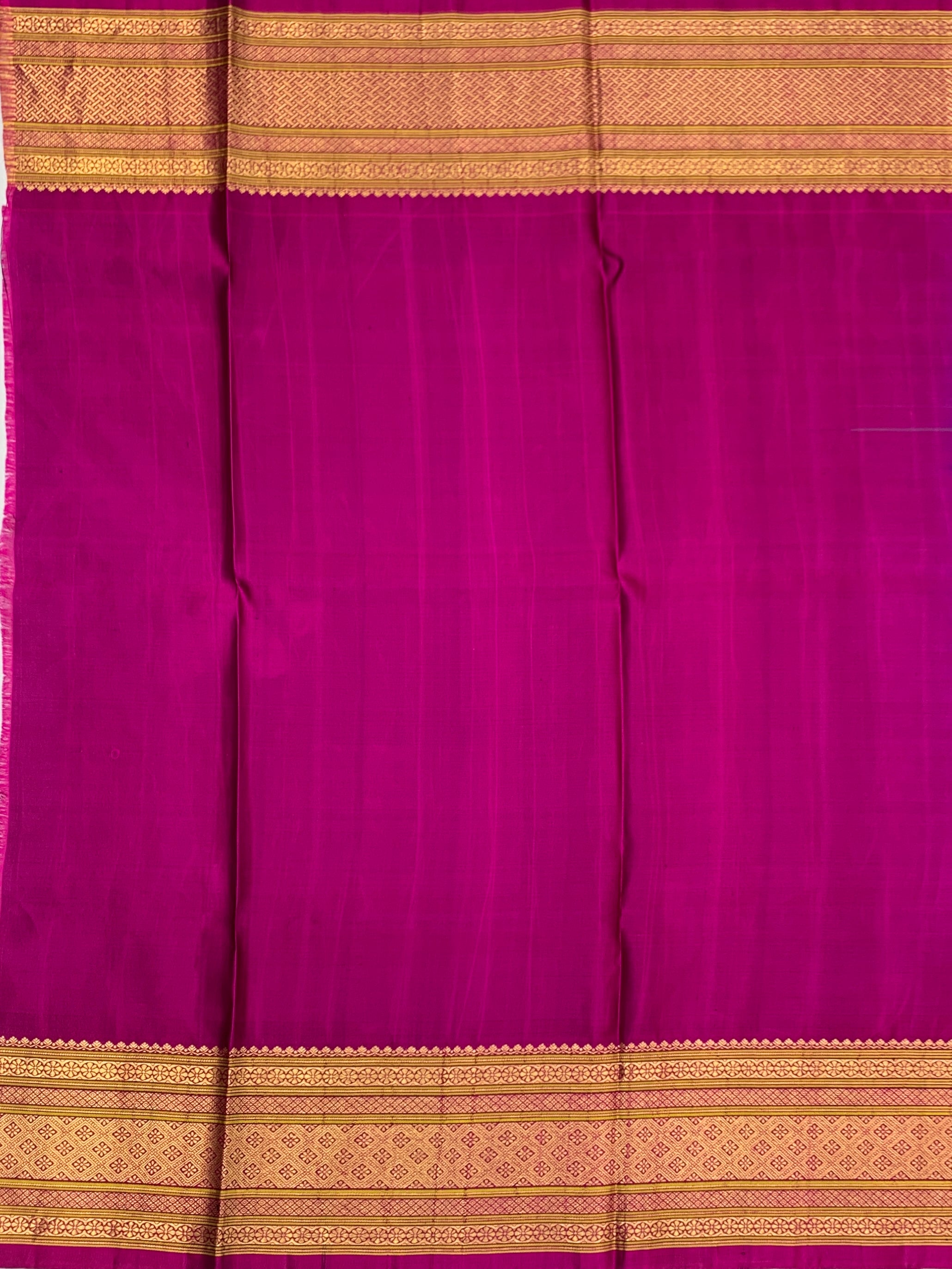 Exquisite Peacock Blue & Magenta Gadwal Twill Pattu Saree