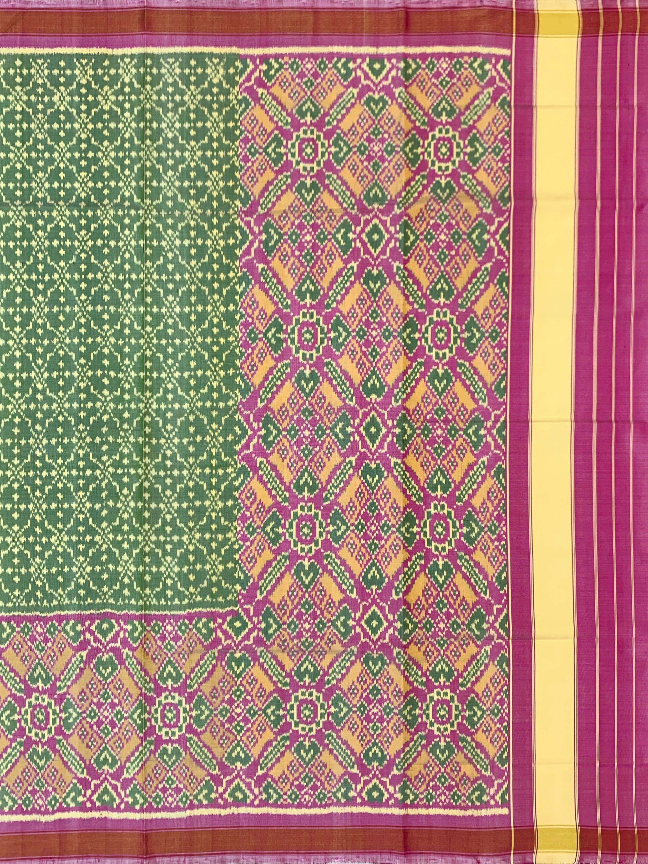 Olive Green & Orchid Pink Rajkot Patola Silk Saree