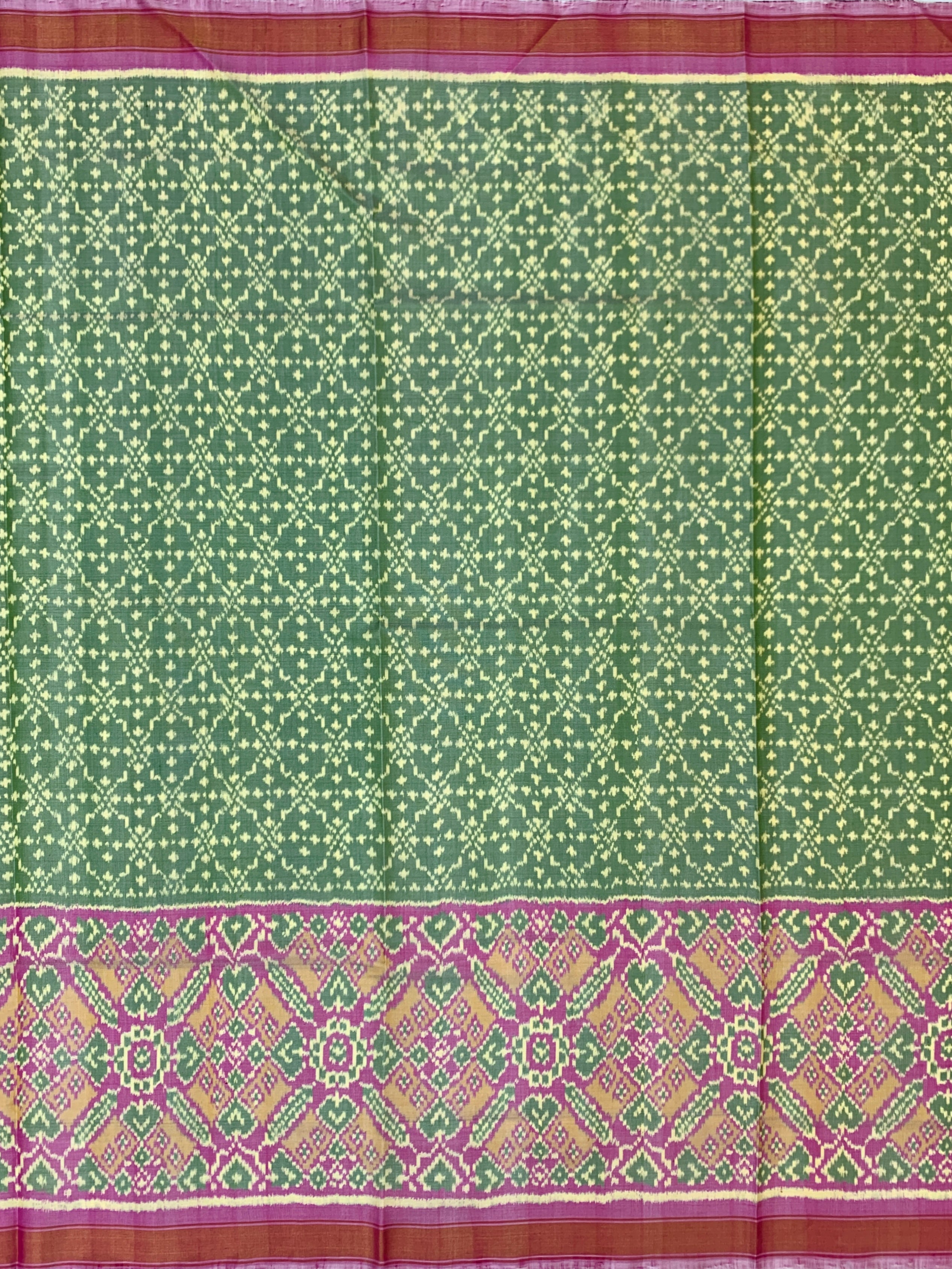 Olive Green & Orchid Pink Rajkot Patola Silk Saree