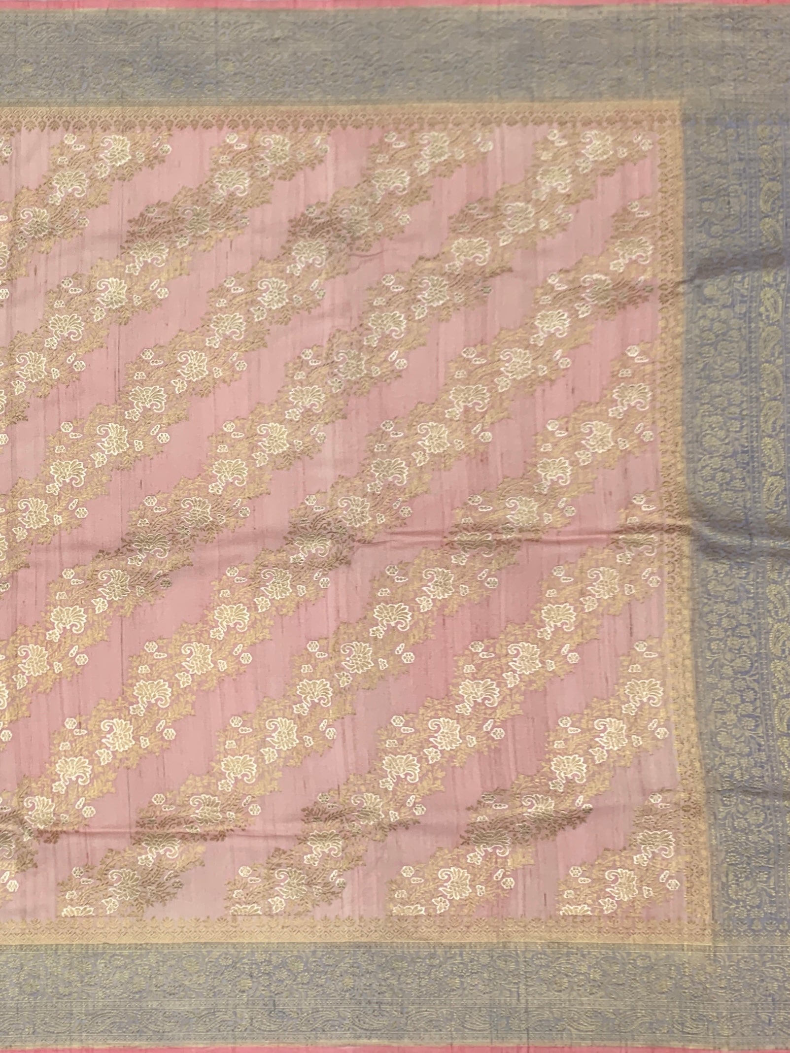 Elegant Blush Pink Tussore Georgette Saree with Contrast Zari Pallu