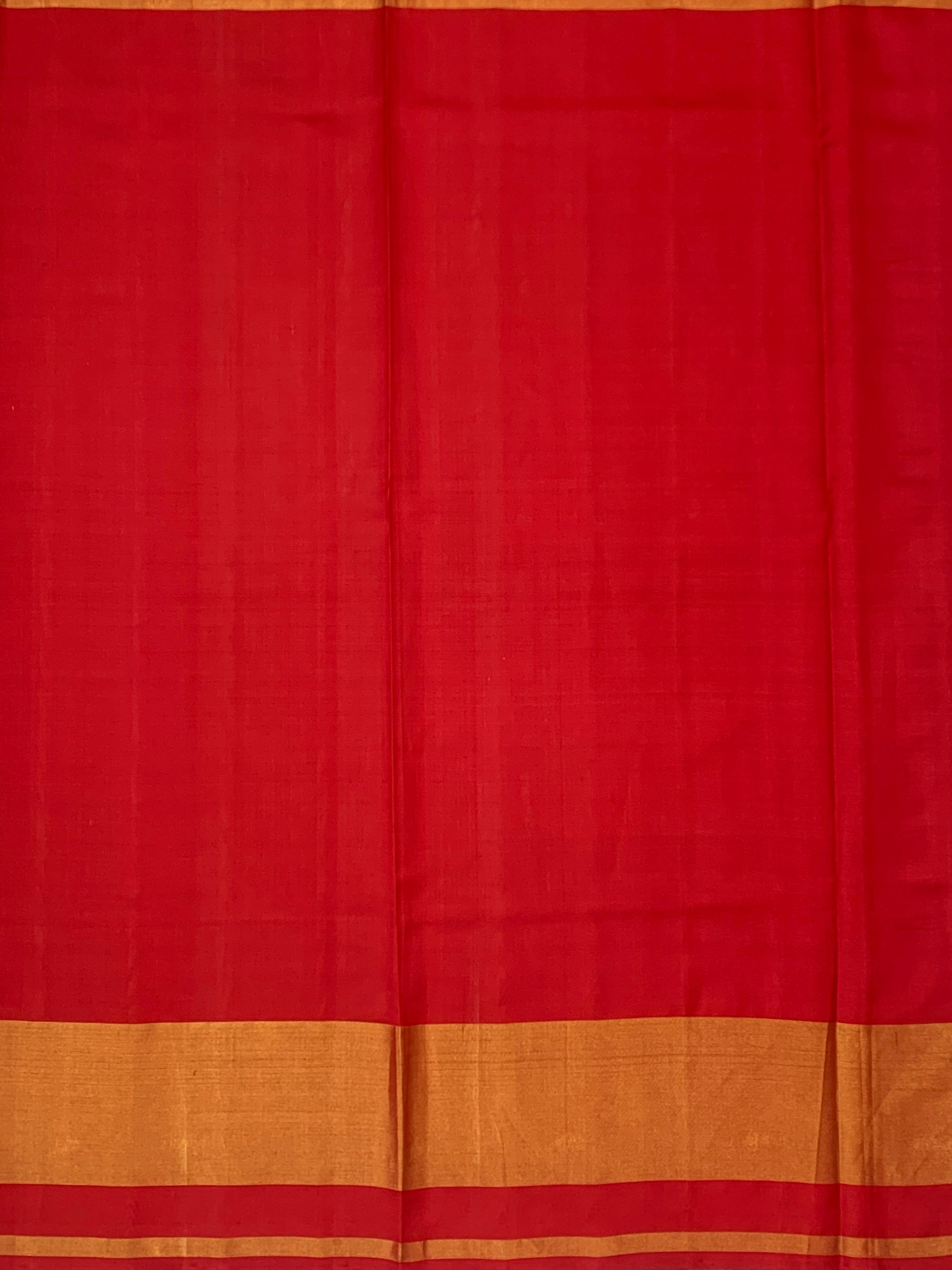 Golden Amber & Crimson Red: Geometric Buti Rajkot Patola Silk Saree