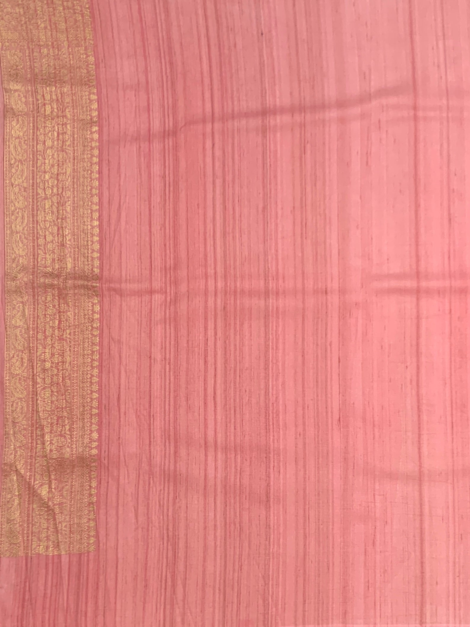 Elegant Blush Pink Tussore Georgette Saree with Contrast Zari Pallu