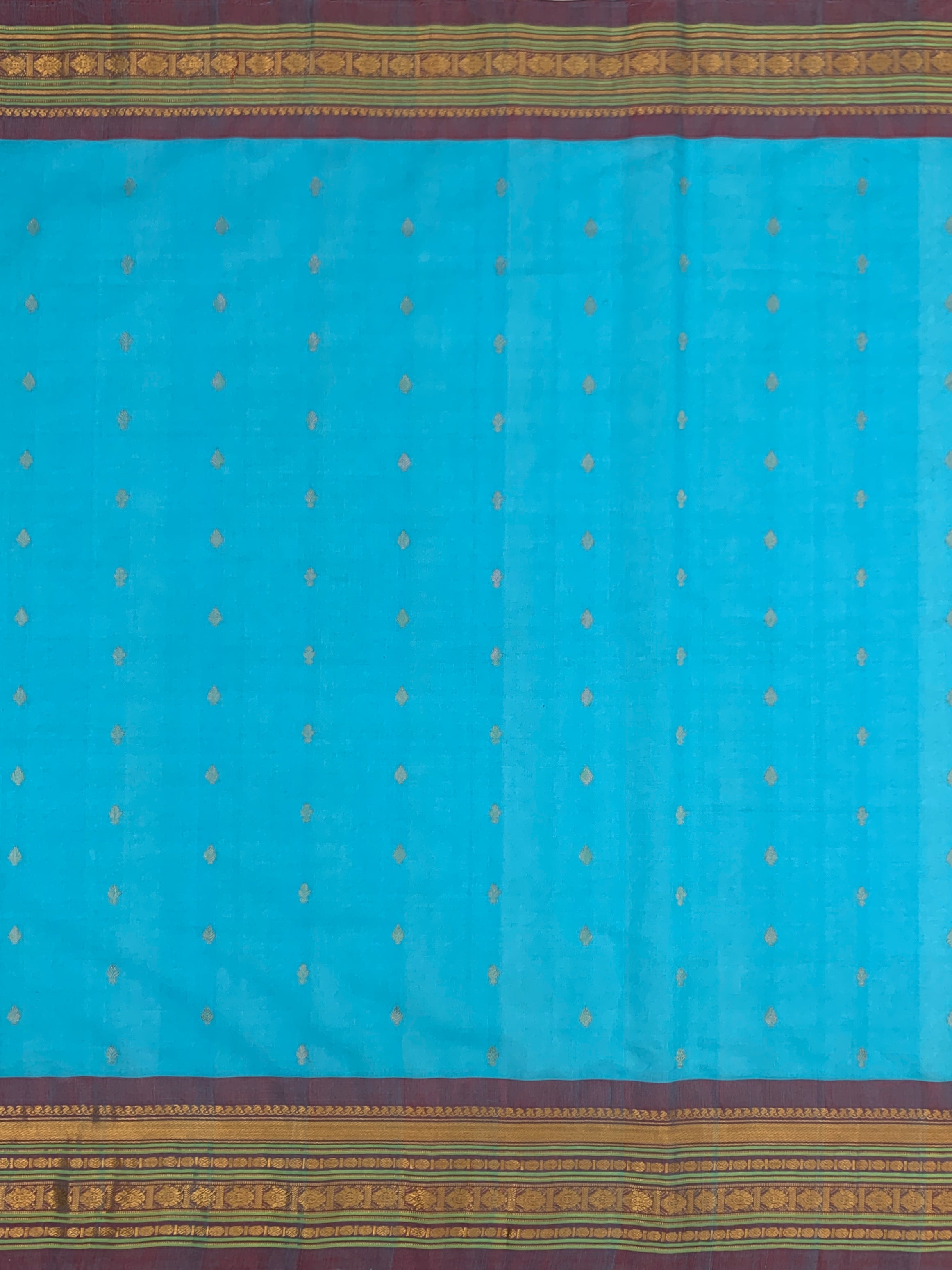 Sky Blue Handloom Gadwal Cotton Saree