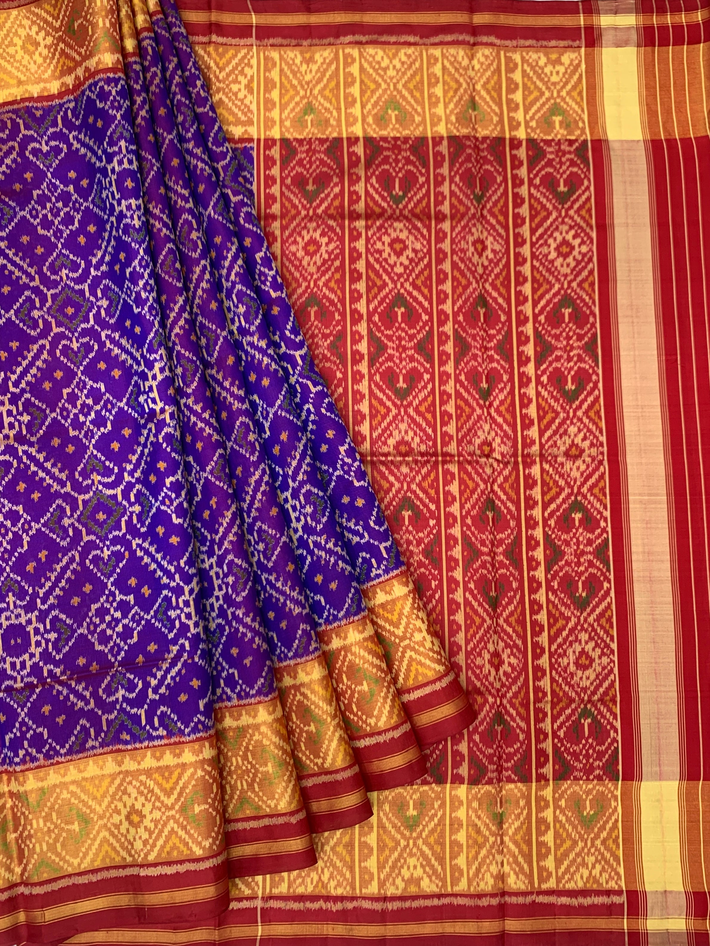 Royal Purple & Crimson Red Rajkot Patola Silk Saree