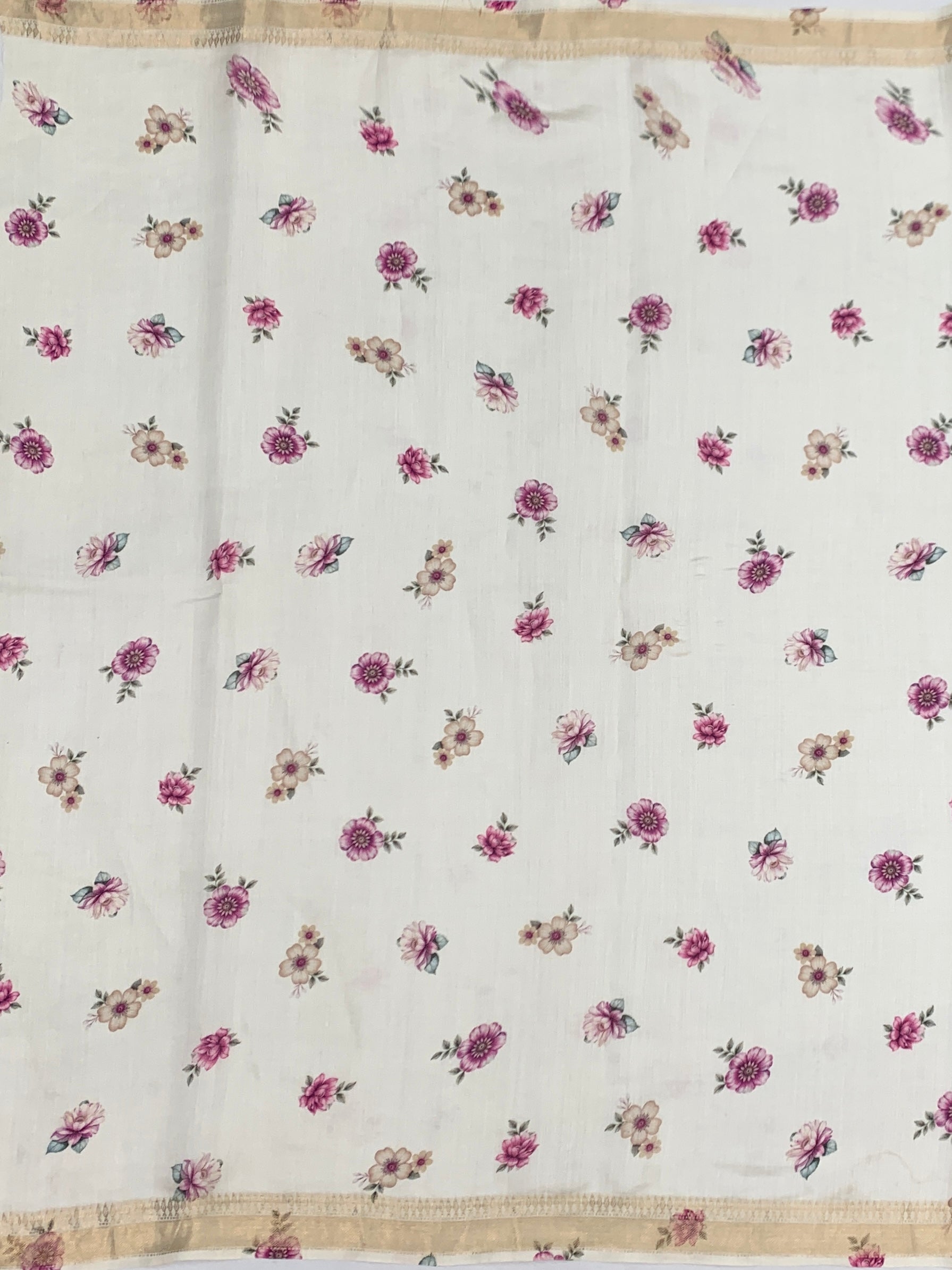 Ivory Tussore Saree with Garden Botanical Prints