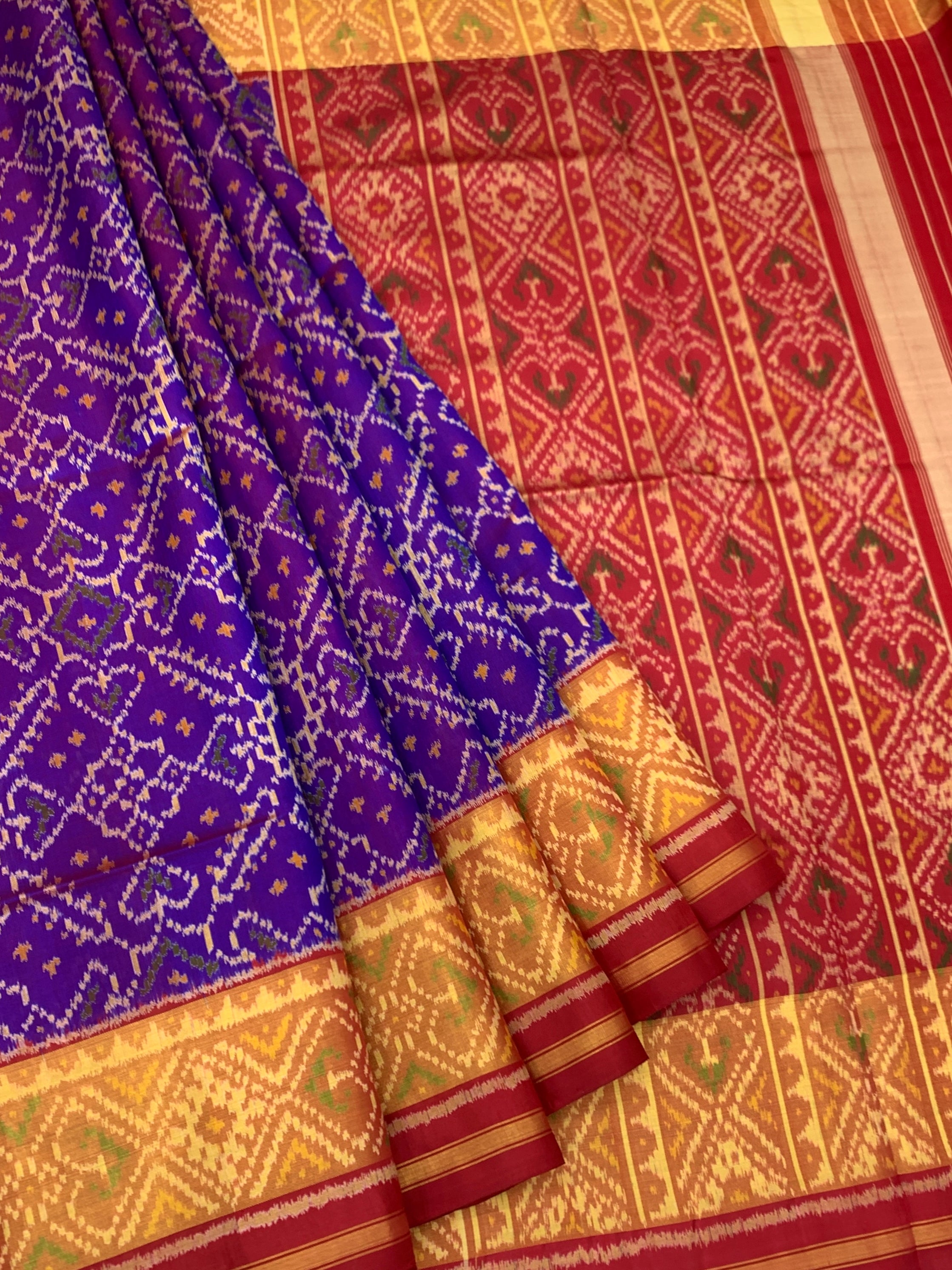 Royal Purple & Crimson Red Rajkot Patola Silk Saree